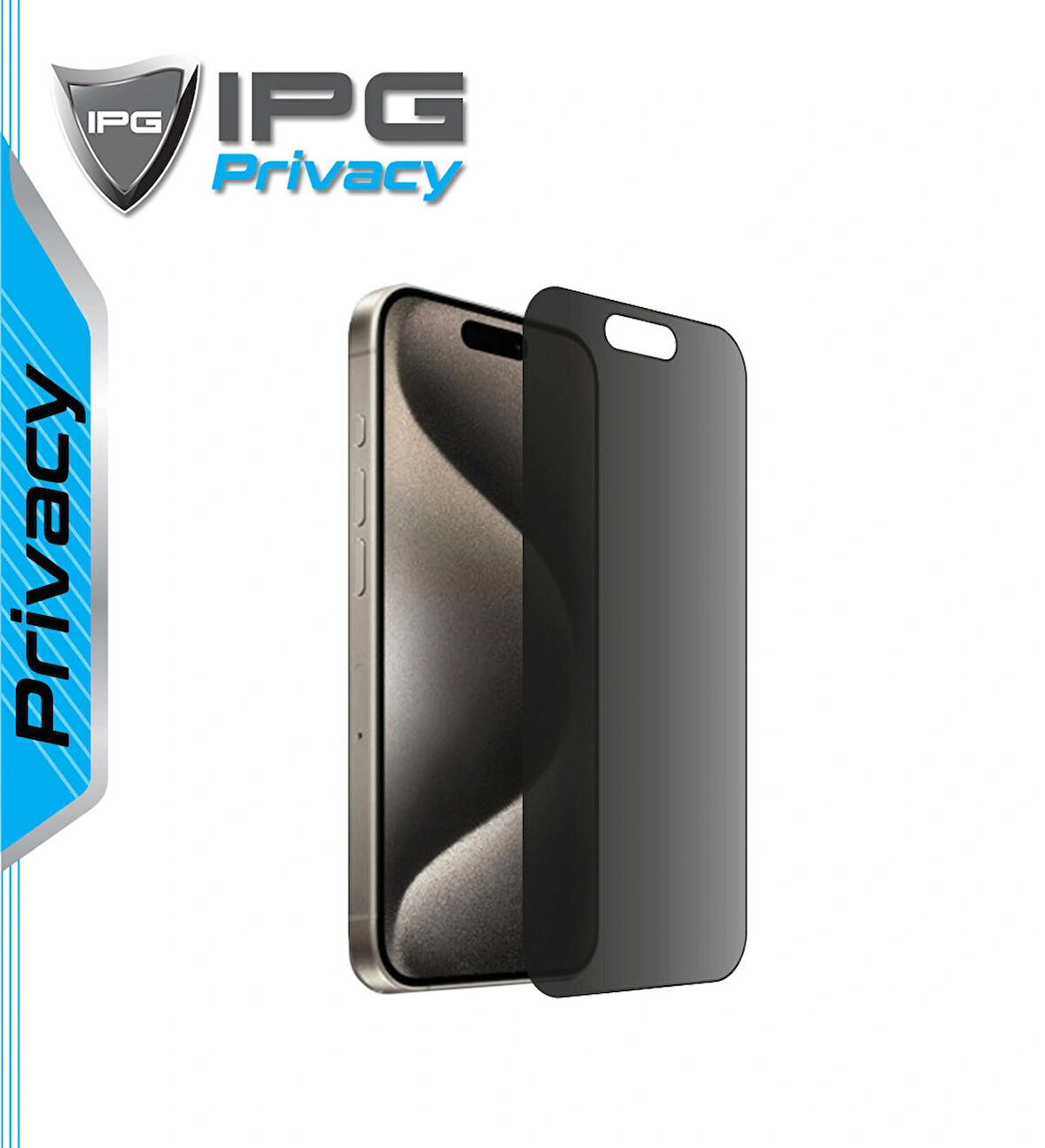 iPhone 15 Pro uyumlu IPG Privacy Hayalet Ekran Koruma Gizlilik Filtreli, Yan Görünmeyi Engelleyici