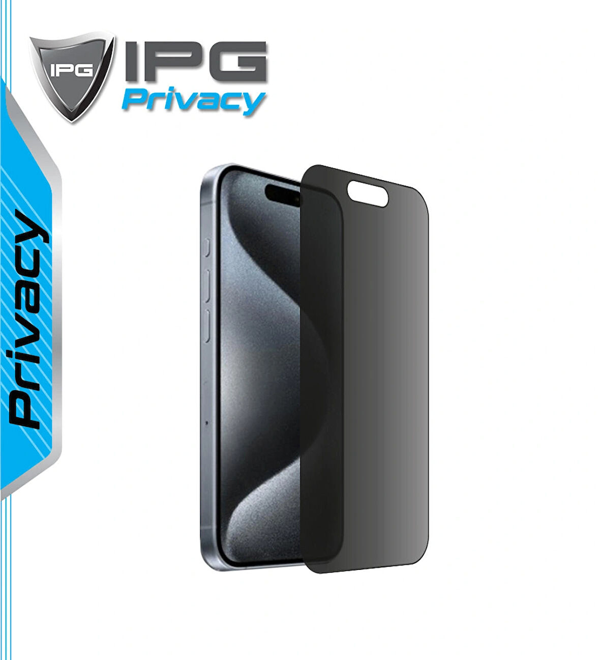 iPhone 15 Pro Max için IPG Privacy Hayalet Ekran Koruma Gizlilik Filtreli Yan Görünmeyi Engelleyici