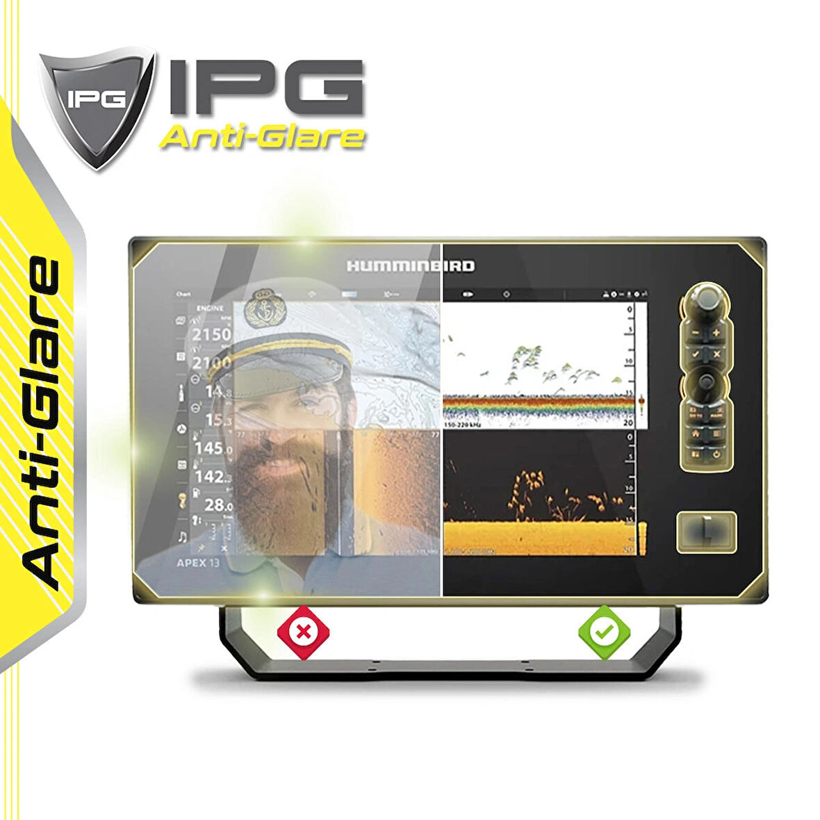 Humminbird APEX 13 MEGA SI+ CHARTPLOTTER - IPG Anti-Glare Yansıma Önleyici Mat Ekran Koruyucu