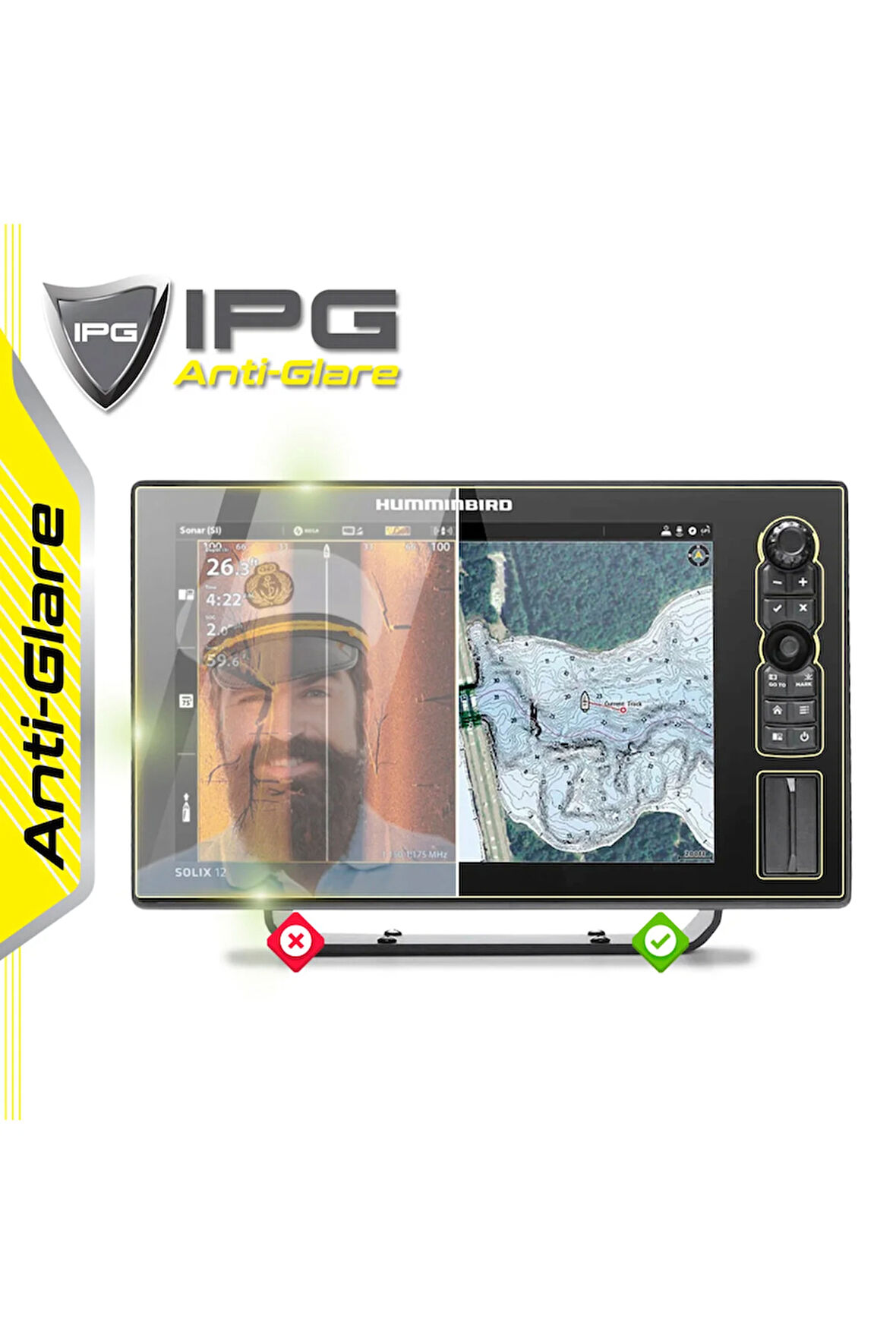 Humminbird SOLIX 12 CHIRP MEGA SI+ G3 - IPG Anti-Glare Yansıma Önleyici Mat Ekran Koruyucu