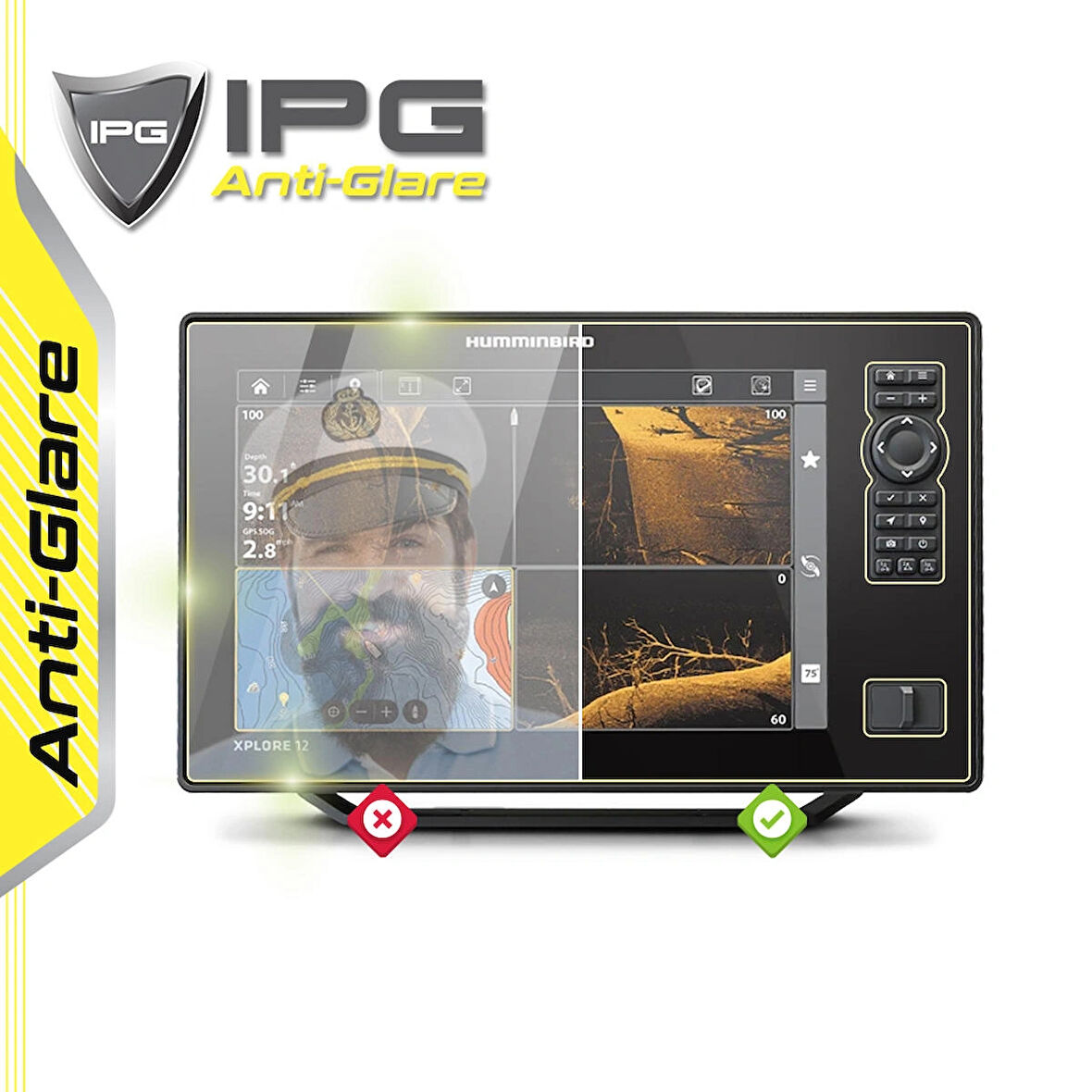 Humminbird XPLORE 12 CMSI+ Fish Finder - IPG Anti-Glare Yansıma Önleyici Mat Ekran Koruyucu