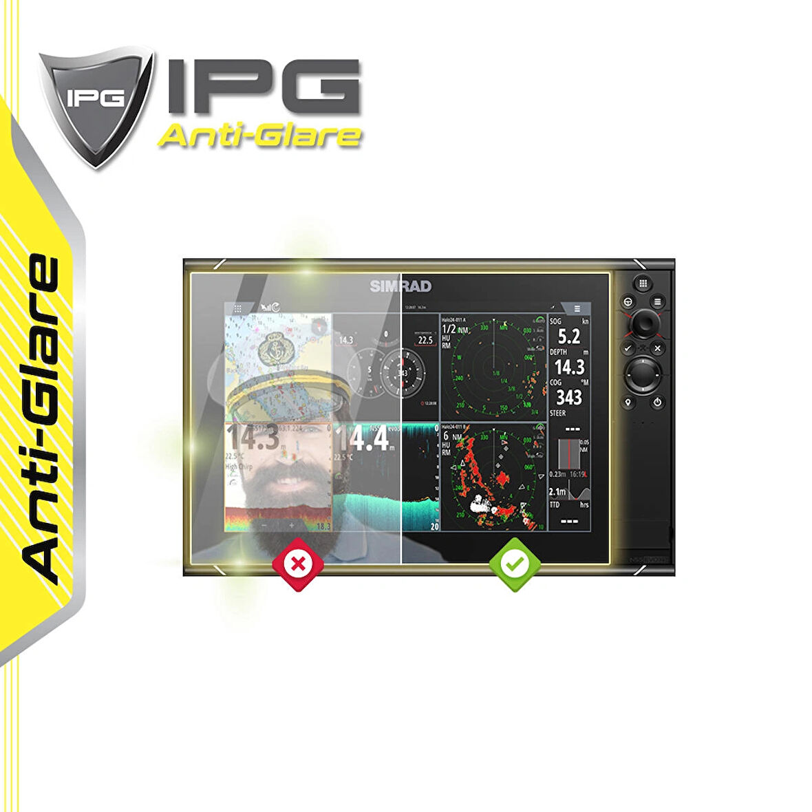 Simrad NSS12 evo3S 12 Inch Chartplotter Fishfinder - IPG Anti-Glare Yansıma Önleyici Mat Ekran Koruyucu