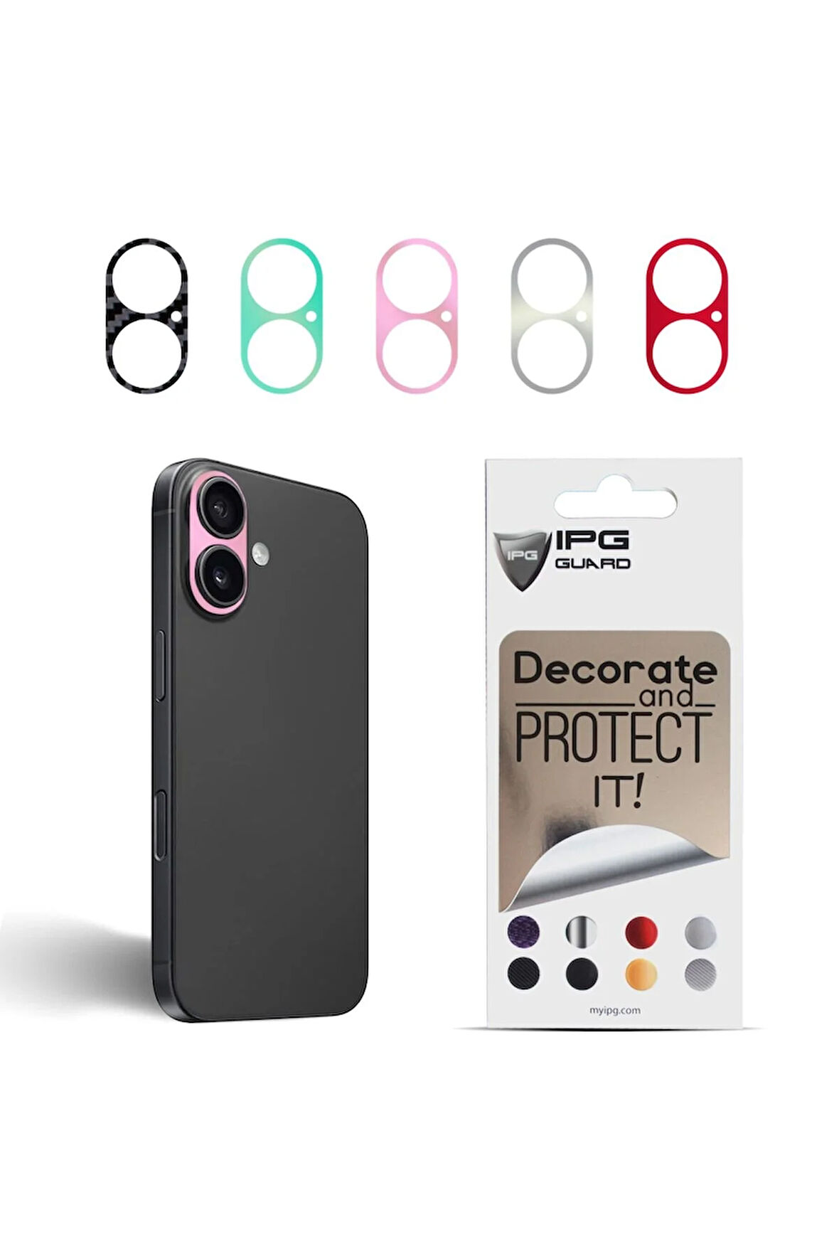iPhone 16 Plus Arka Kamera Dekoratif Sticker Koruyucu Set – 5 Renk, Çizilmeye Dayanıklı Kamera Koruyucu