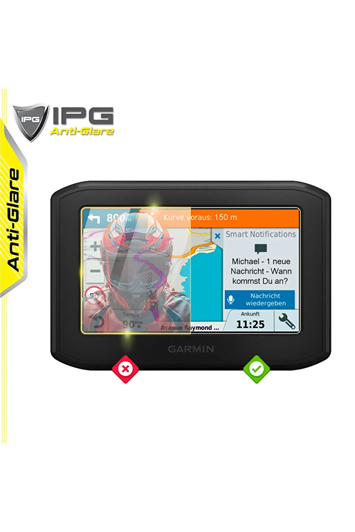 Garmin zumo 396 LMT-S 4.3" için IPG Anti-Glare Parlama Önleyici Mat Ekran Koruyucu