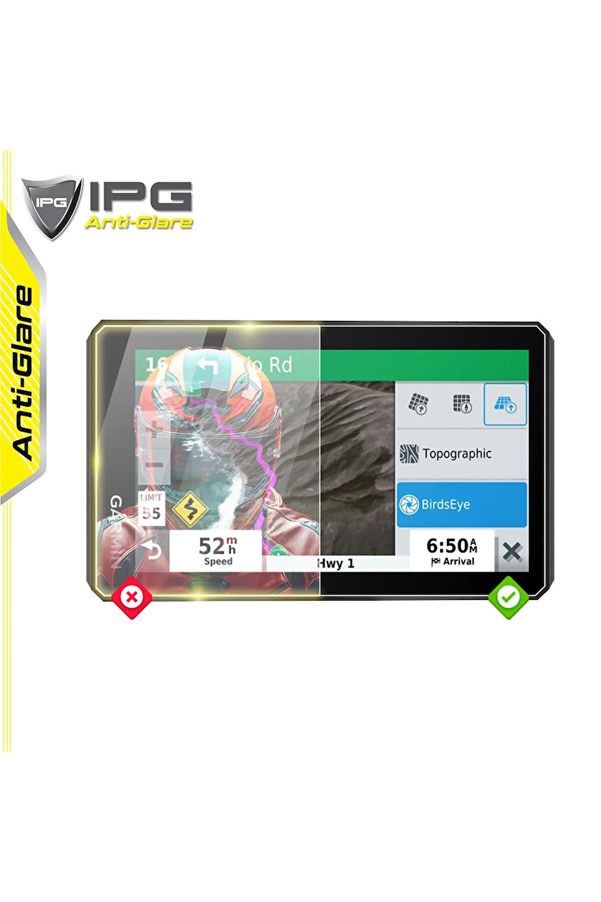Garmin zumo XT 5.5" için IPG Anti-Glare Parlama Önleyici Mat Ekran Koruyucu