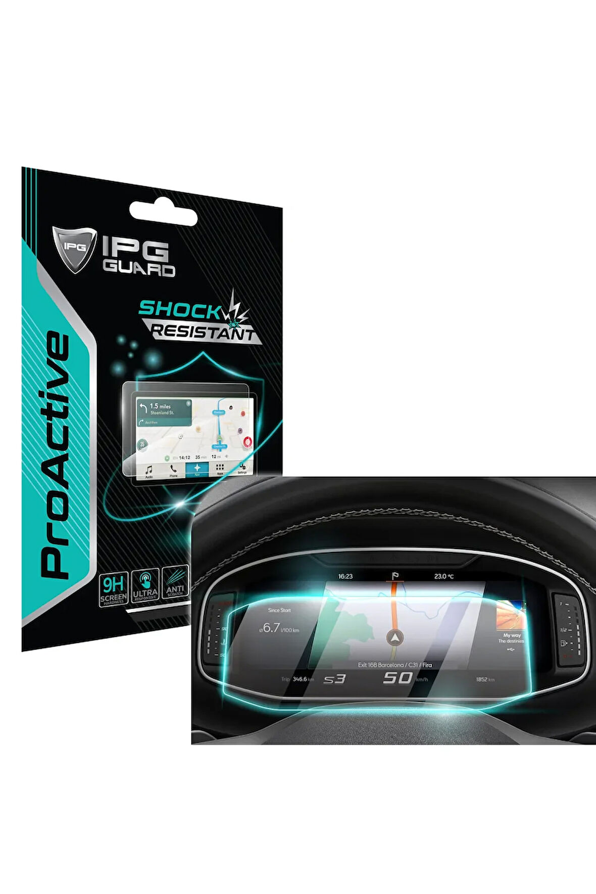 Seat Ateca Uyumlu 10.25 Inch Gösterge Paneli için 9H Nano IPG ProActive Ekran Koruma