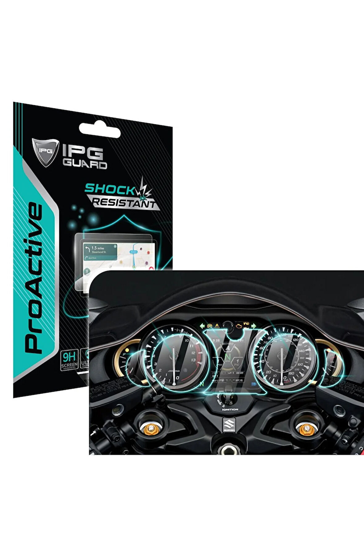 Suzuki 2021-2025 GSX-R 1300 Hayabusa Gen3 Gösterge Paneli 9H Nano IPG ProActive Ekran Koruma Uyumlu