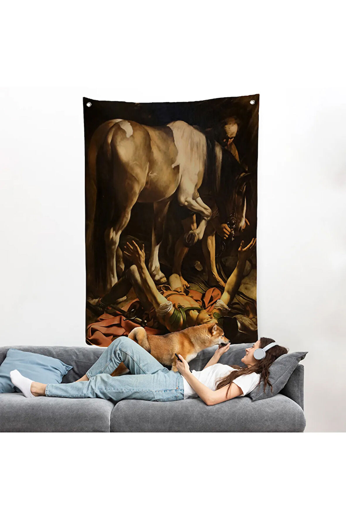 Caravaggio - Aziz Paul'un Dönüşümü Duvar Örtüsü - The Conversion of Saint Paul-8104