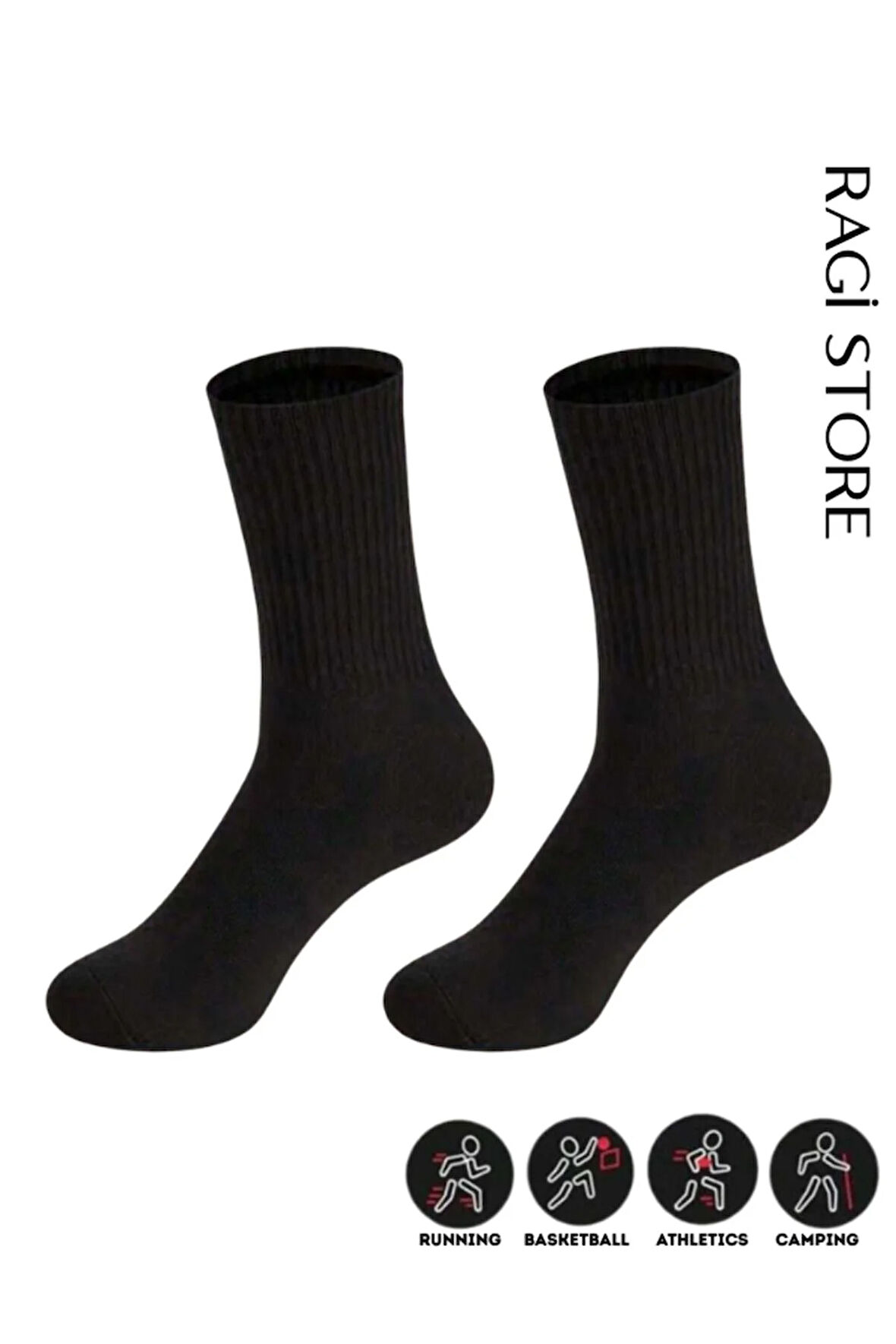 6'lı Siyah Tenis Düz Çorap