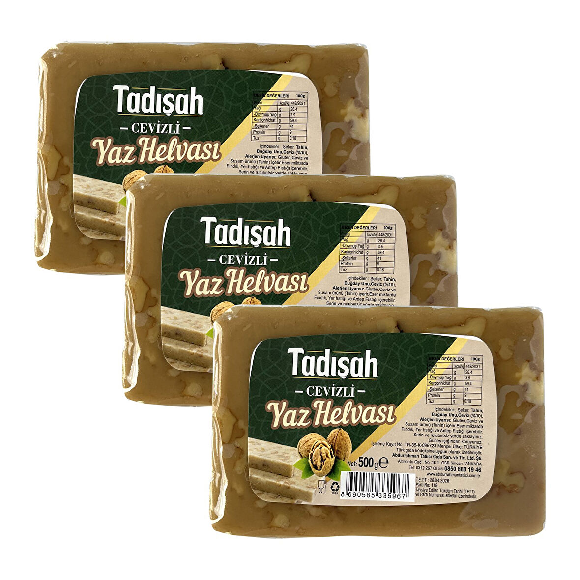 Abdurrahman Tatlıcı Tadışah Yaz Helvası Cevizli 500 gr x 3 Adet