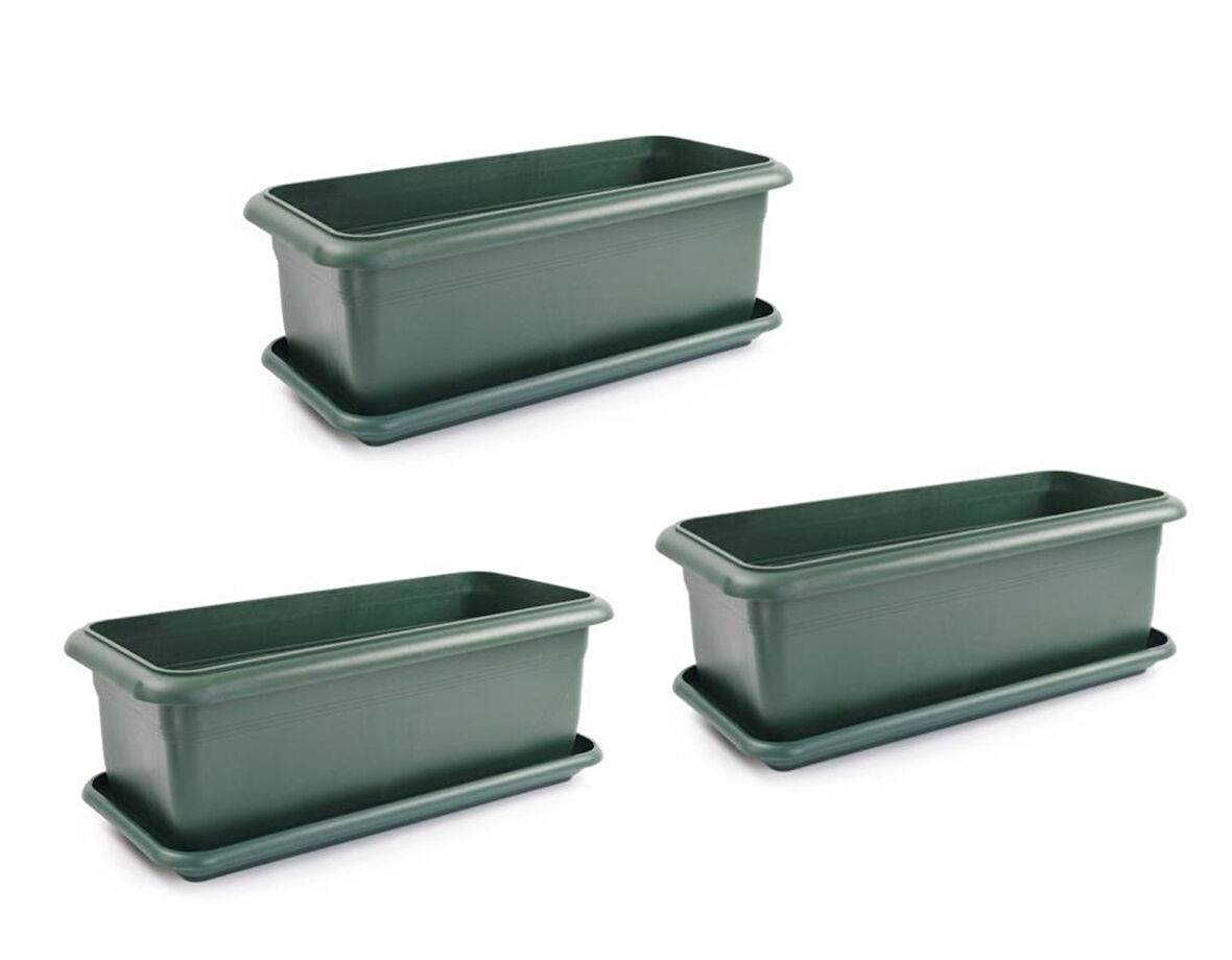 Omnipazar SO-V693 Tabaklı Villa Bahçe Saksı Takımı 95 Lt Yeşil 3 Adet