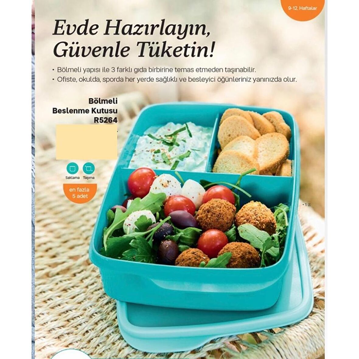 TUPPERWARE 1LT BÖLMELİ BESLENME KABI