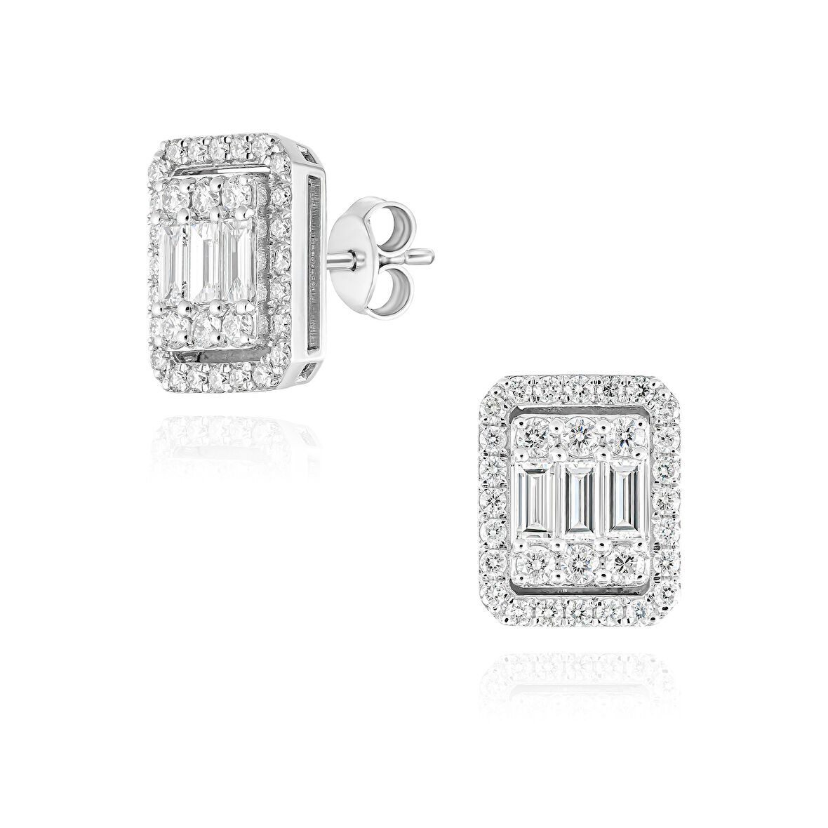 1,33 Karat Pırlanta Baget Küpe 