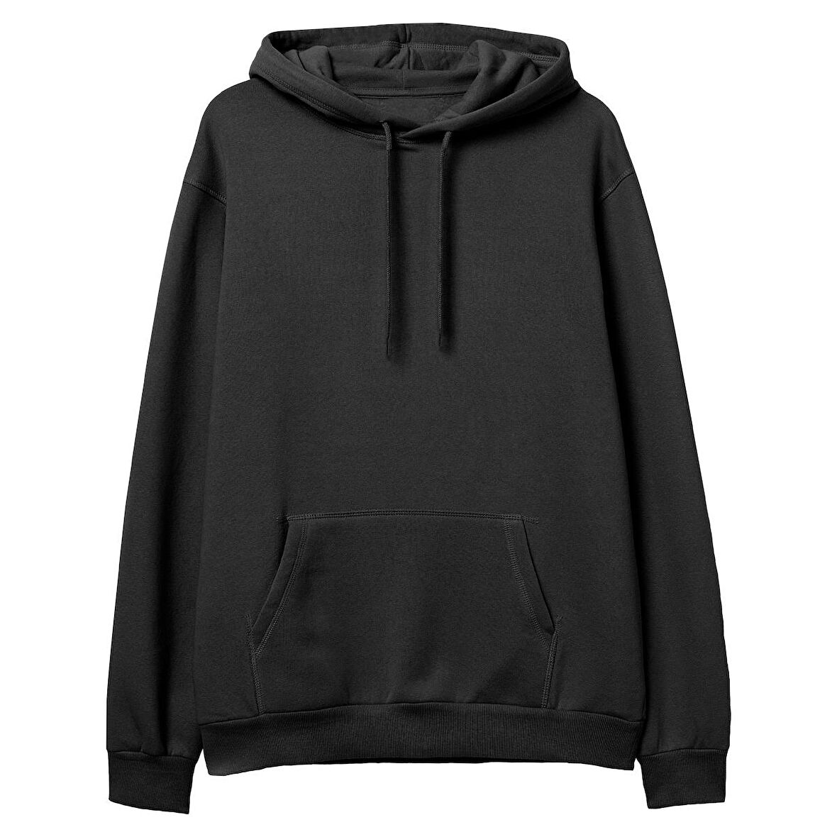 Basic  Baskısız Siyah Hoodie