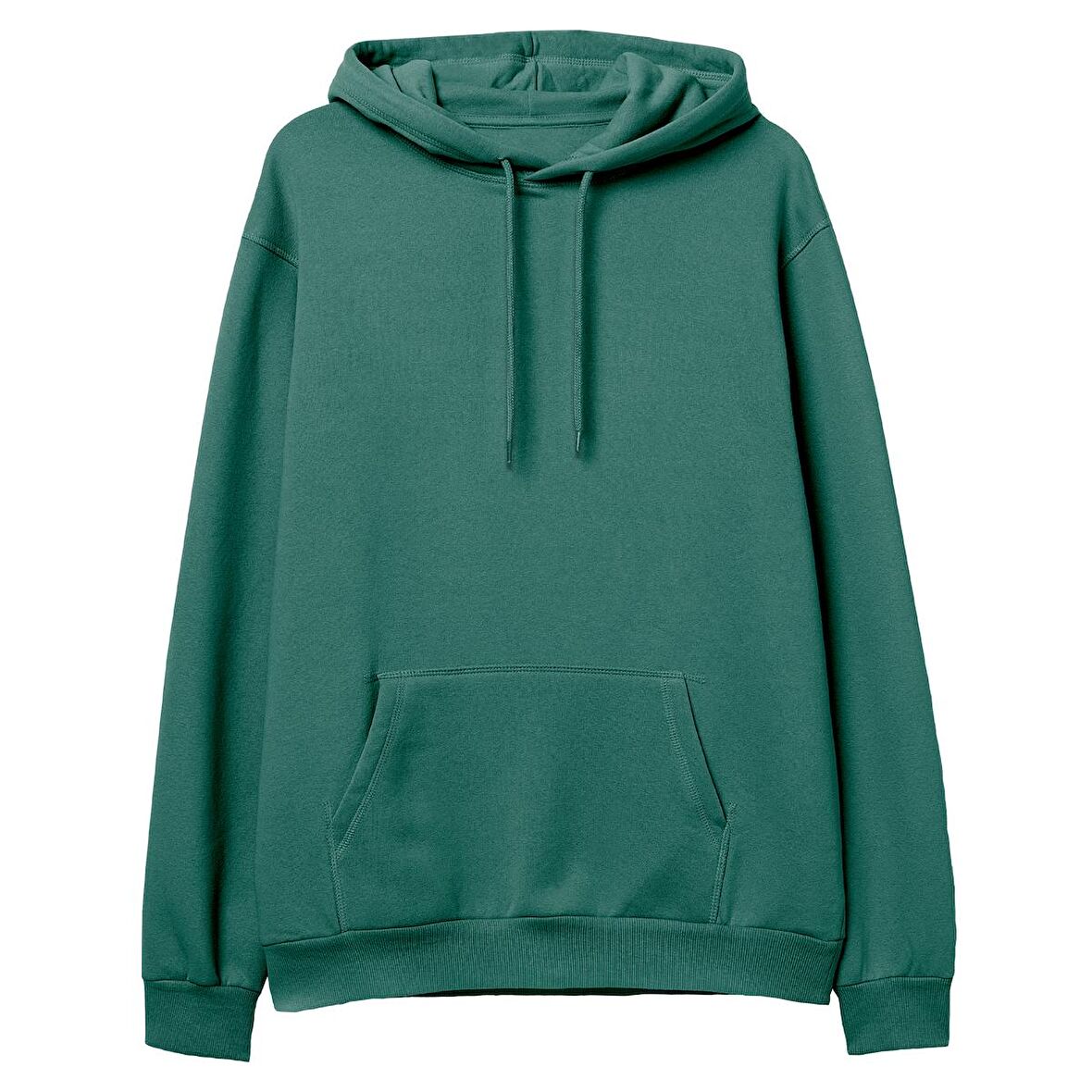 Basic  Baskısız Yeşil Hoodie