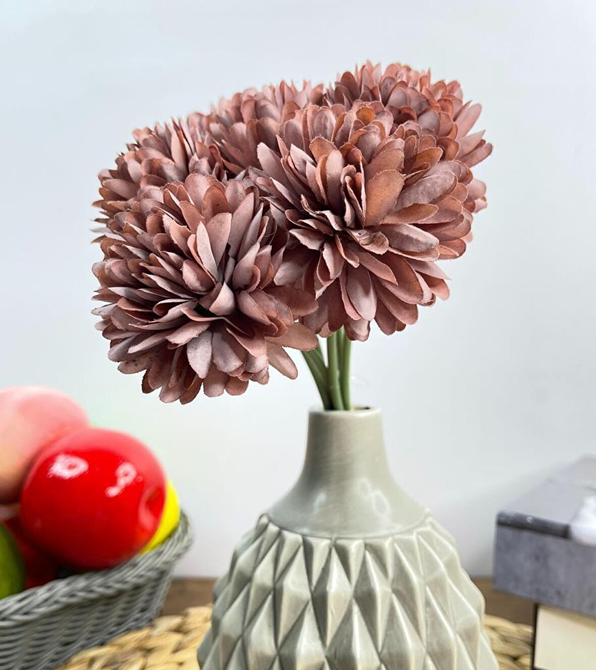 Yapay Çiçek Krizantem Kartopu Pastem Mor Renk 7 Ayrı Tek Dal Demet