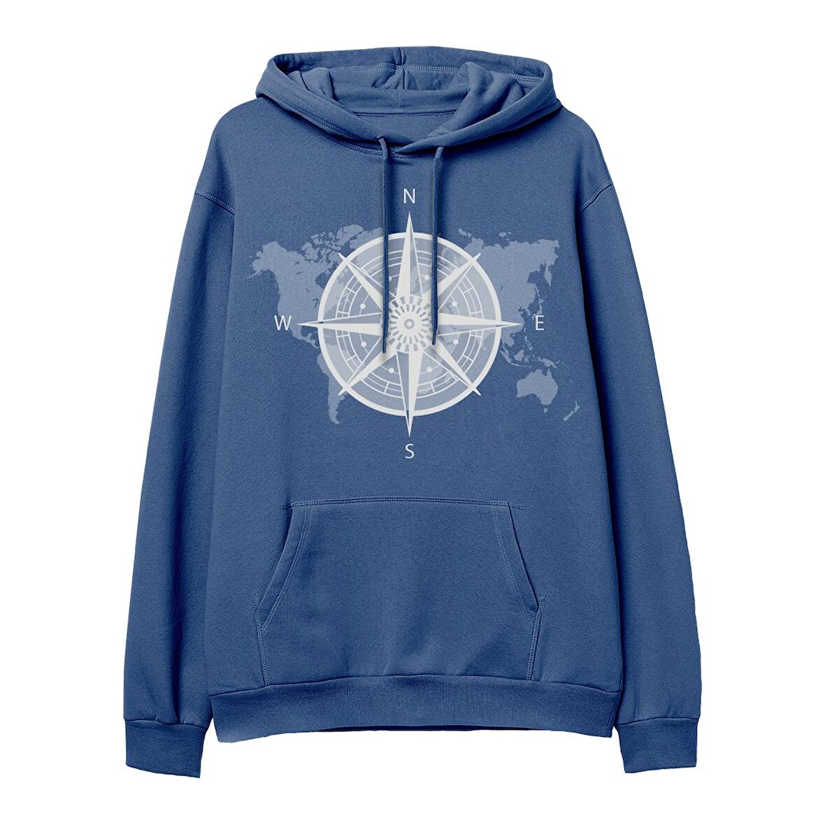 Compass Map Hoodie-Royal Mavi
