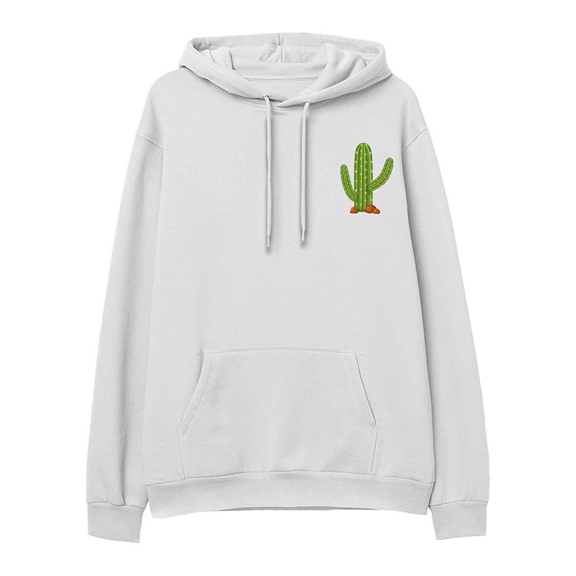 Kaktüs Hoodie-Beyaz