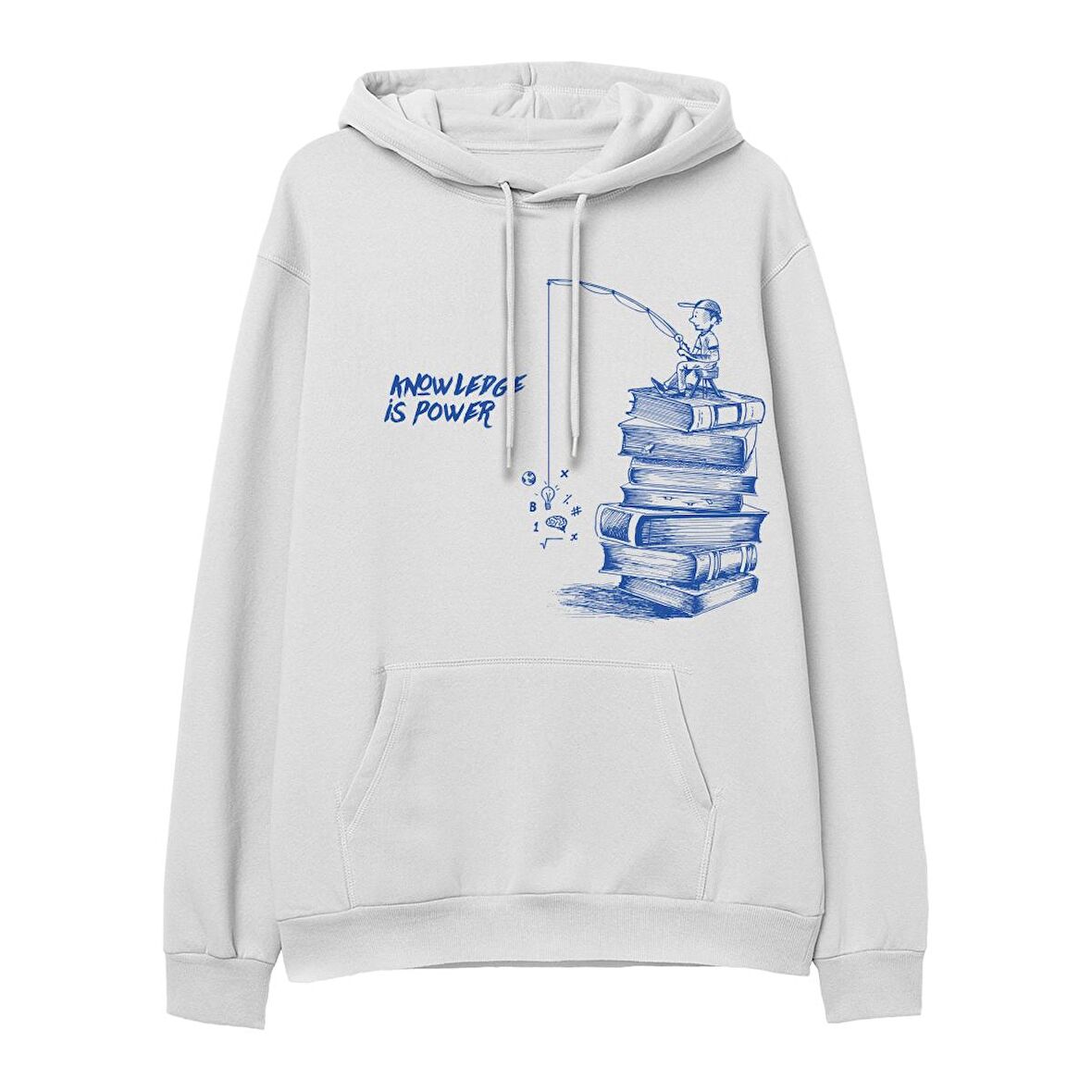 Knowledge  Baskılı Beyaz Hoodie