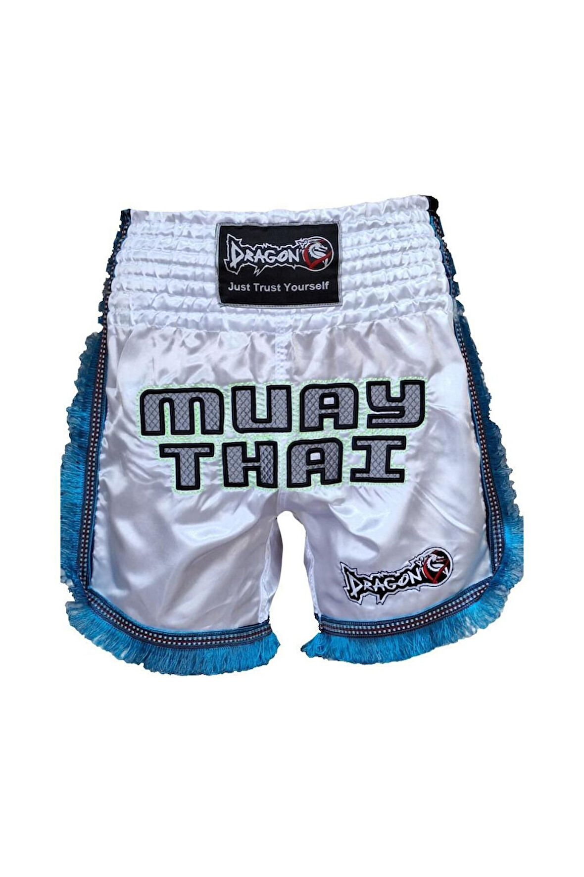 DragonDo MT3020 Apache Muaythai Şort Beyaz Püsküllü Muay Thai Şortu