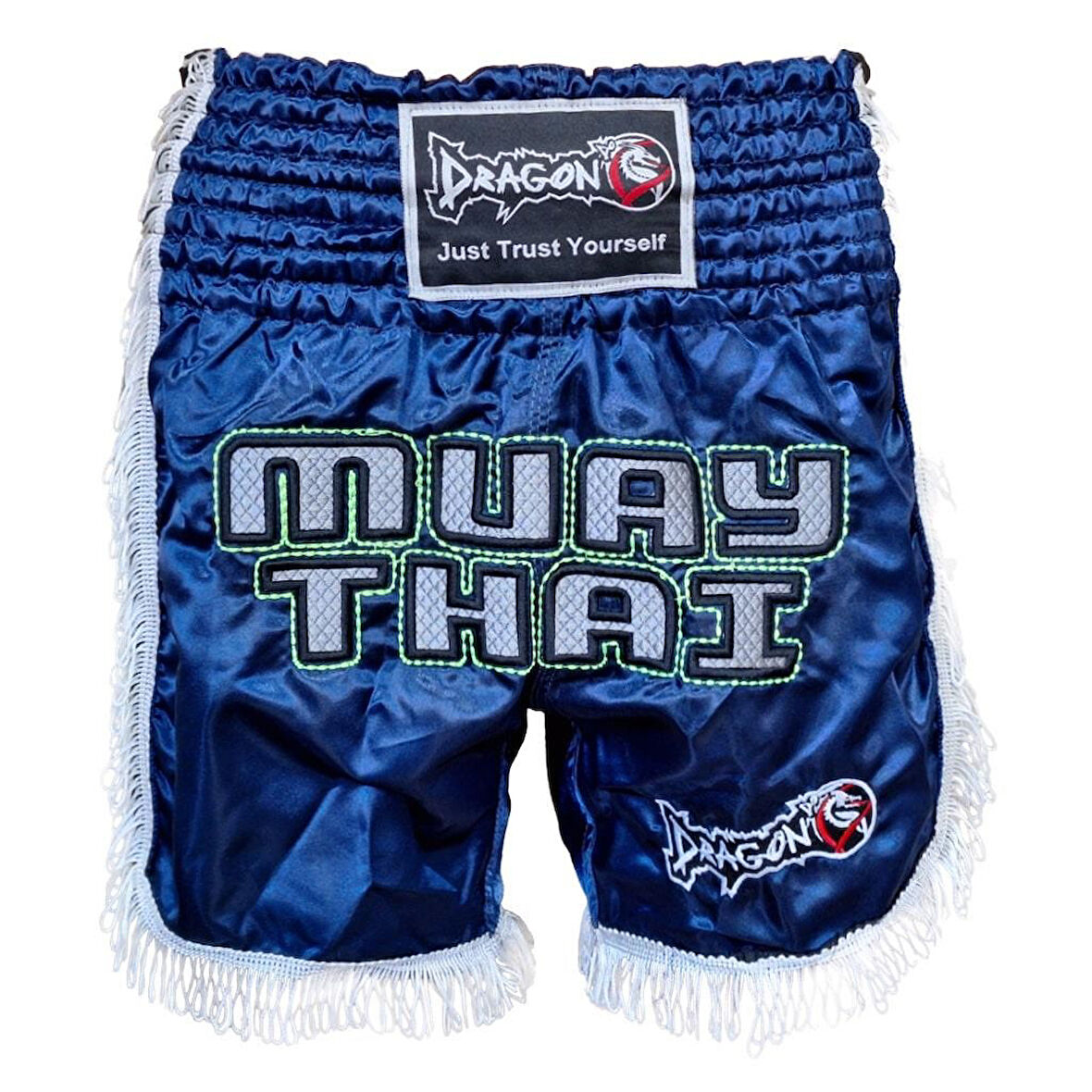 DragonDo MT3020 Apache Muaythai Şortu Lacivert Püsküllü Nakışlı Muay Thai Şortu