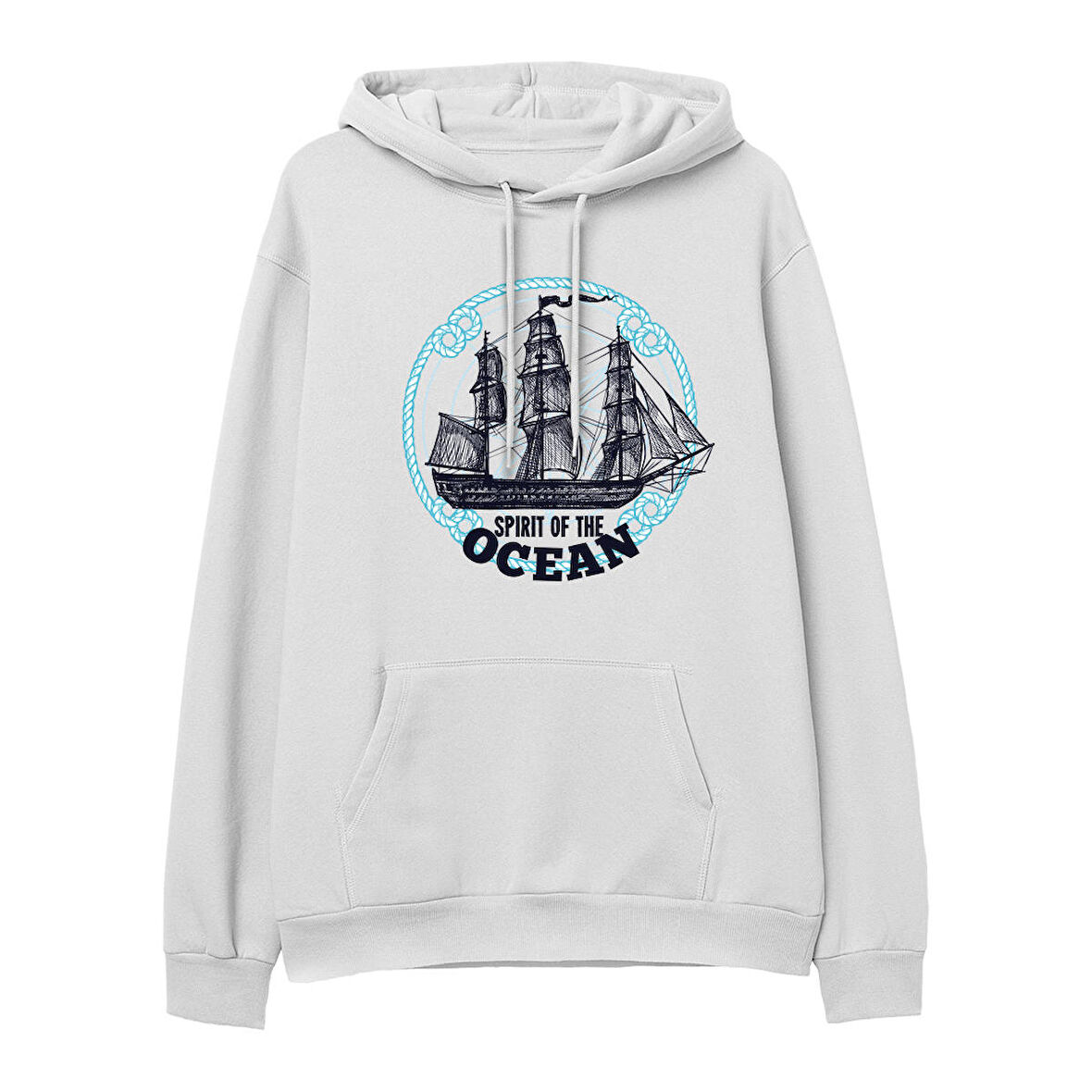 Sprit of the ocean  Baskılı Beyaz Hoodie