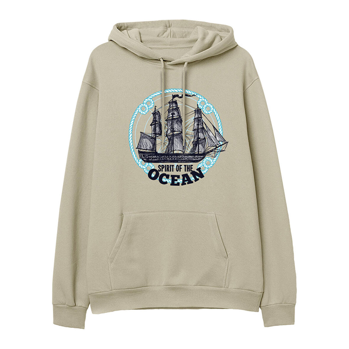 Sprit of the ocean  Baskılı Krem Hoodie