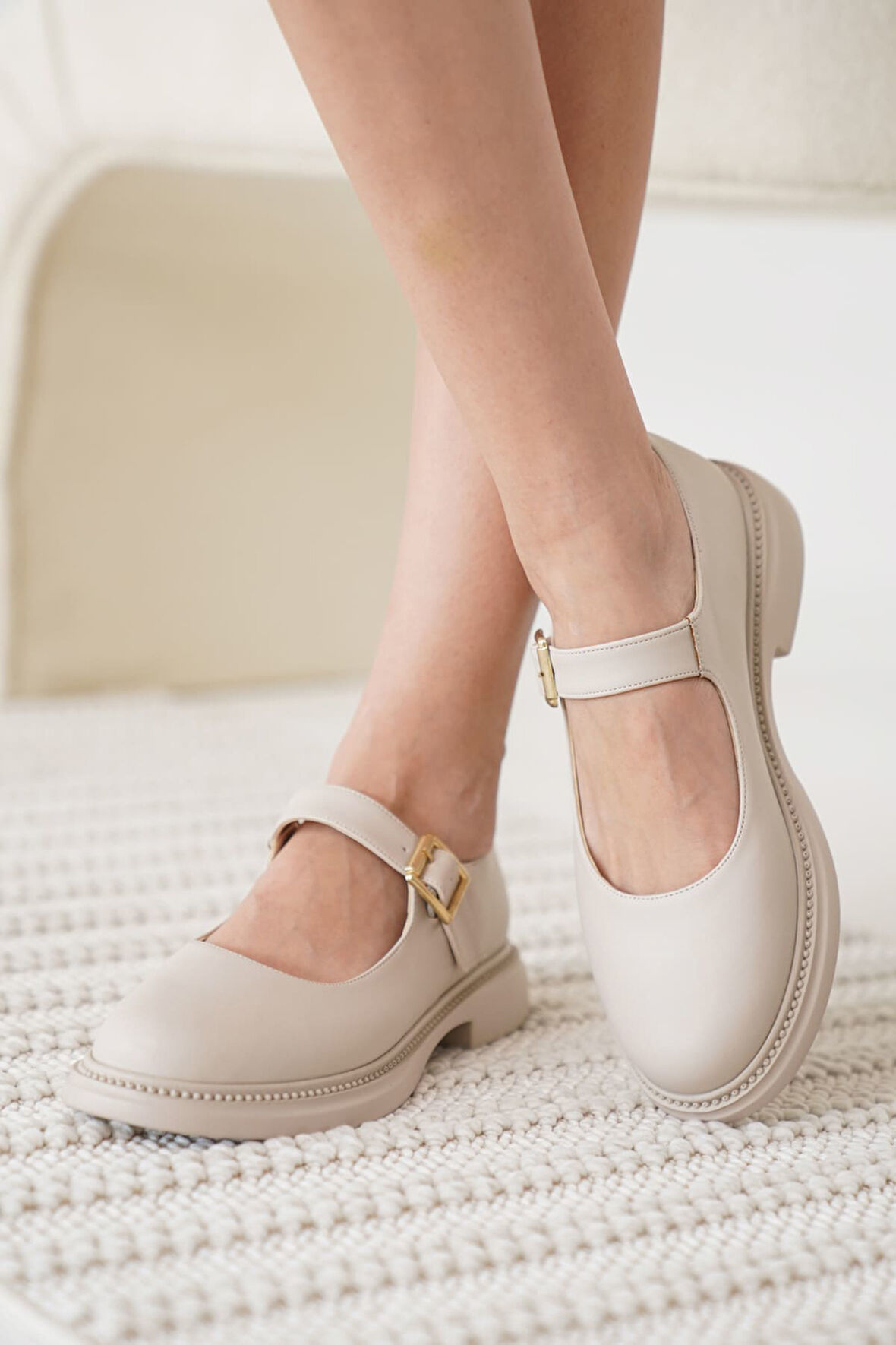 Anairb Bej Gunluk Mary Jane Ayakkabı