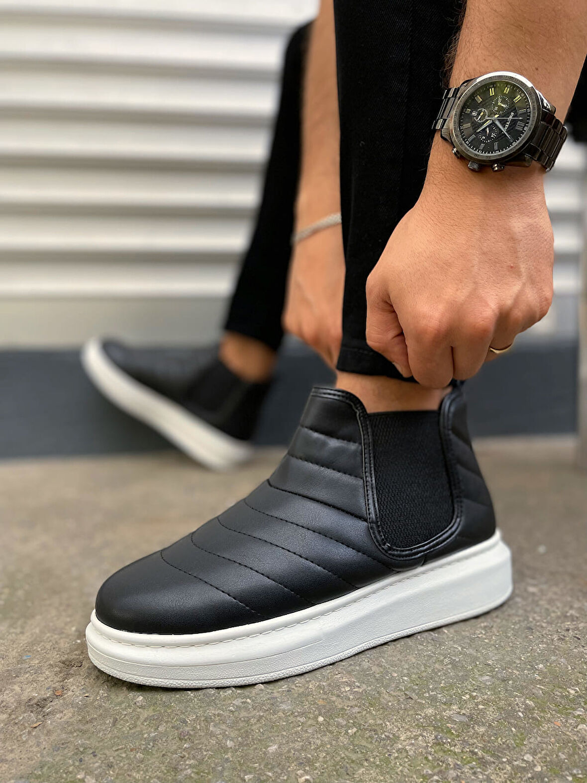 Otso Bağcıksız Ortopedik Taban Cilt Erkek Spor Bot CBT - Siyah