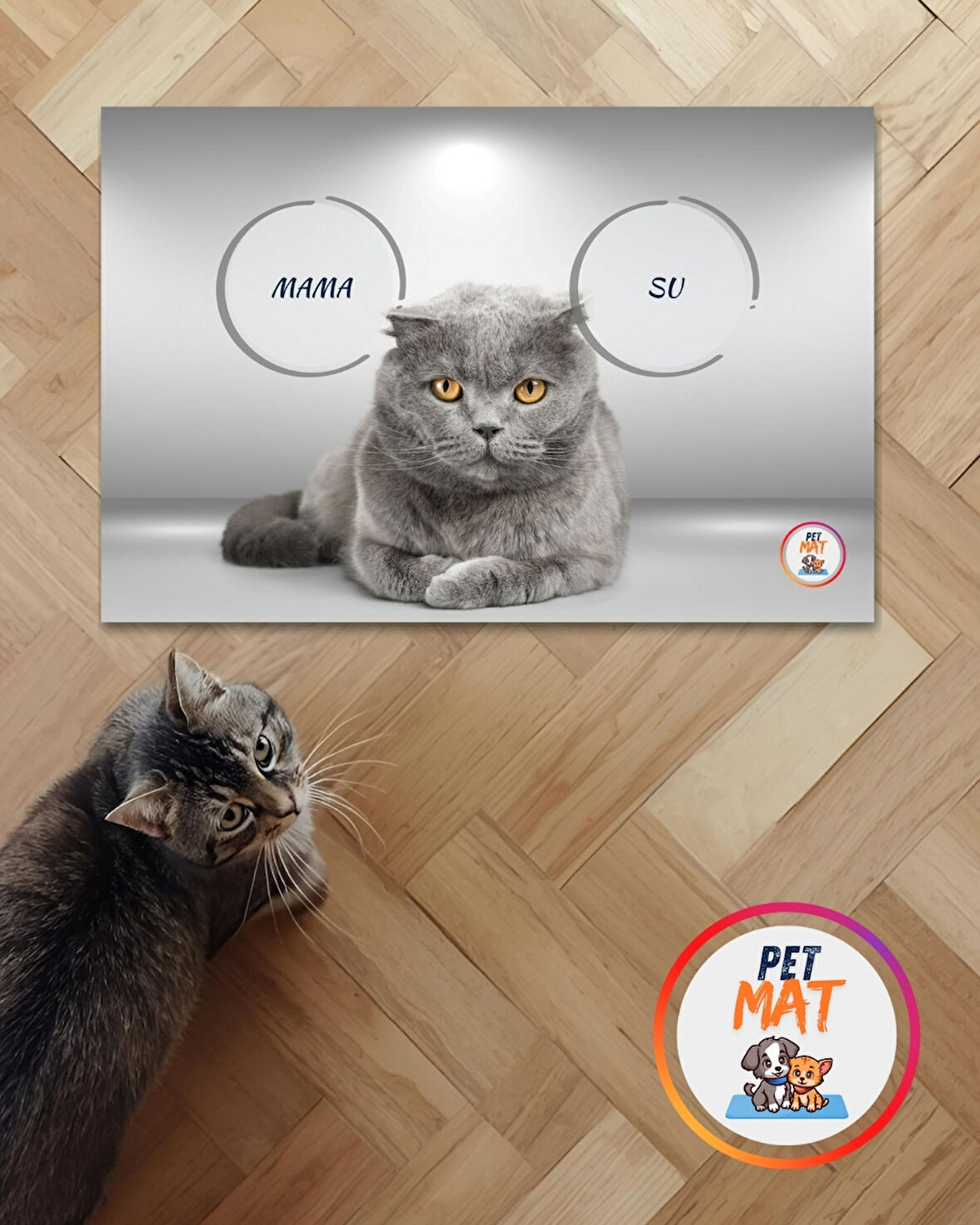 Petmat Kedi Mama Paspası , Kaymaz Taban , Yıkanabilir , Evcil Hayvan Paspası b001