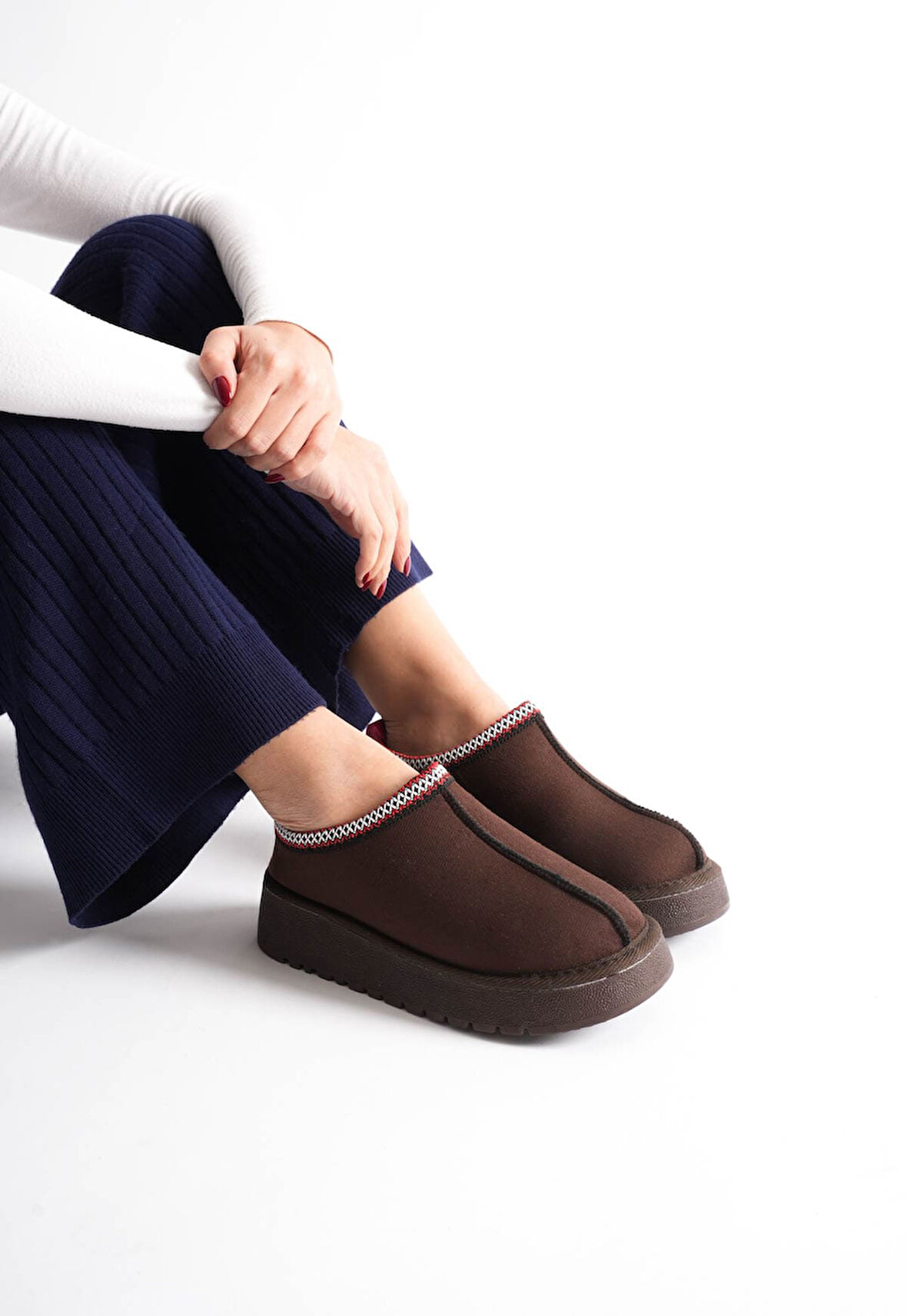 Asle Kadın Acı Kahve Kışlık Kürklü Terlik