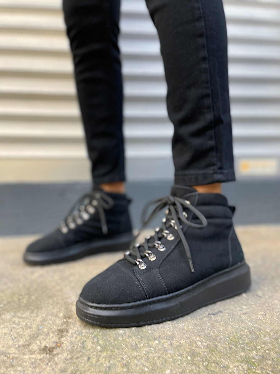 Atto Bağcıklı Ortopedik Taban Süet Erkek Spor Bot SST - Siyah