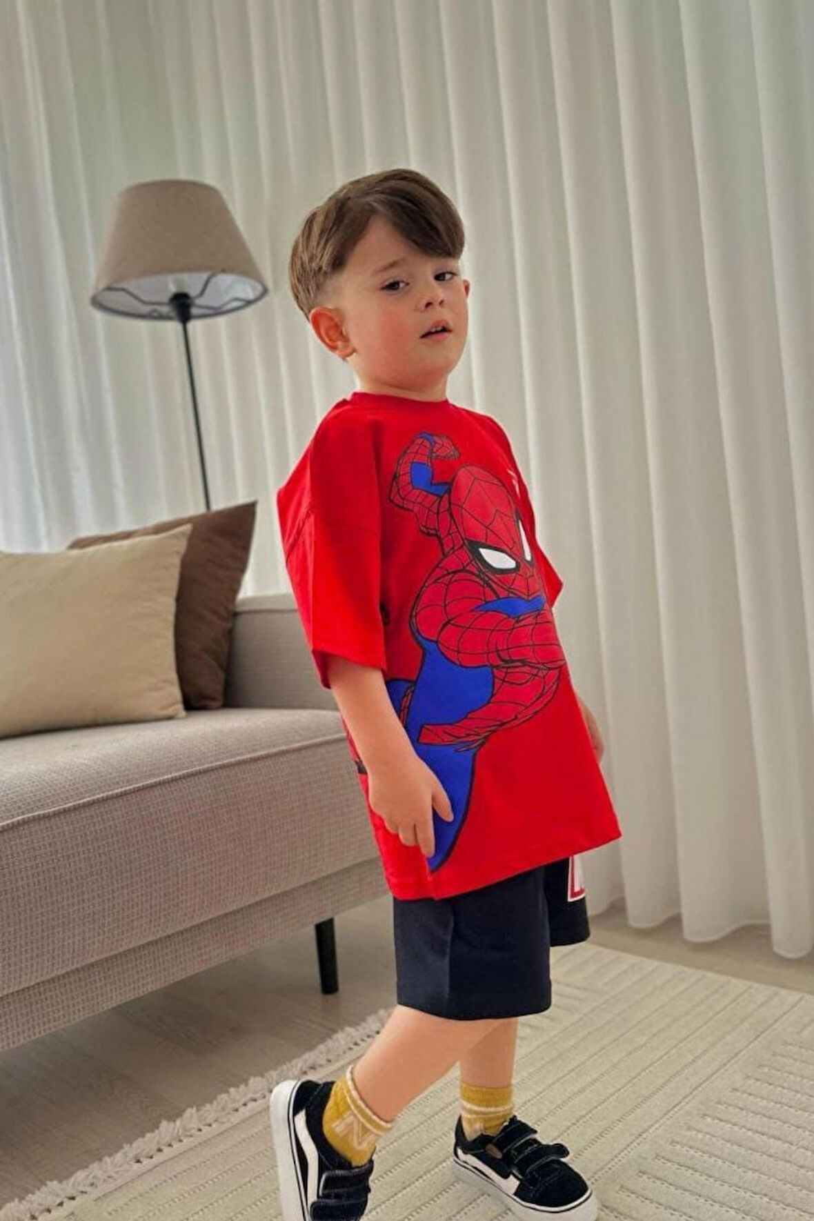 Spider Man Çizgi film Baskılı Alt Üst Erkek Çocuk 2li Takım