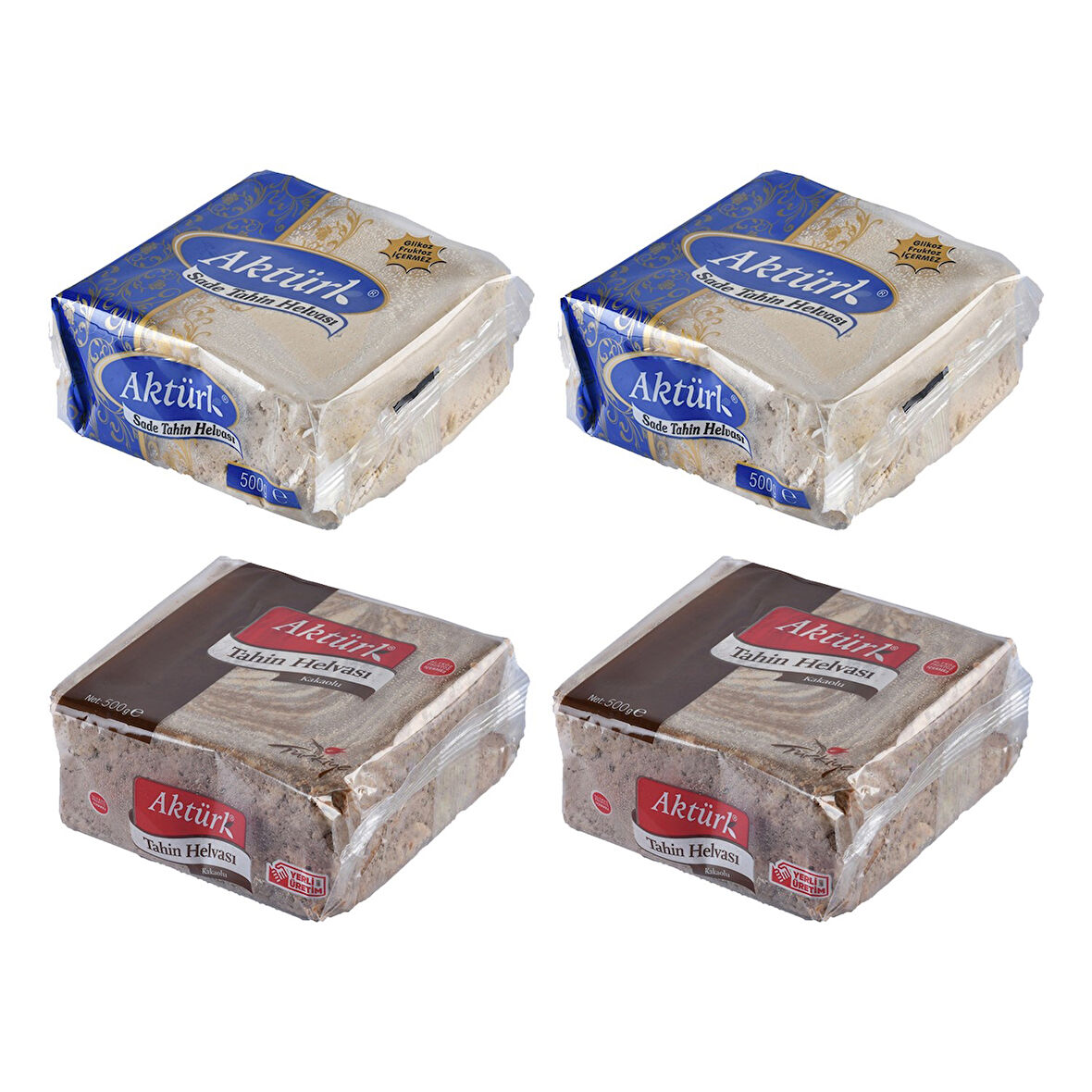 Aktürk Helva 500 gr Sade ve Kakaolu 4 lü Karma Paket