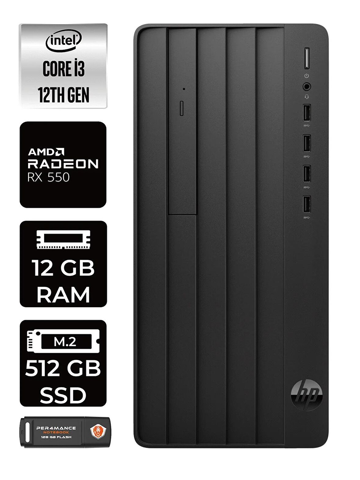 HP PRO TOWER 290 G9 i3 12100 12GB RAM 512GB RAM FDOS 6D3A1EA MASAÜSTÜ PC & PER4 BELLEK