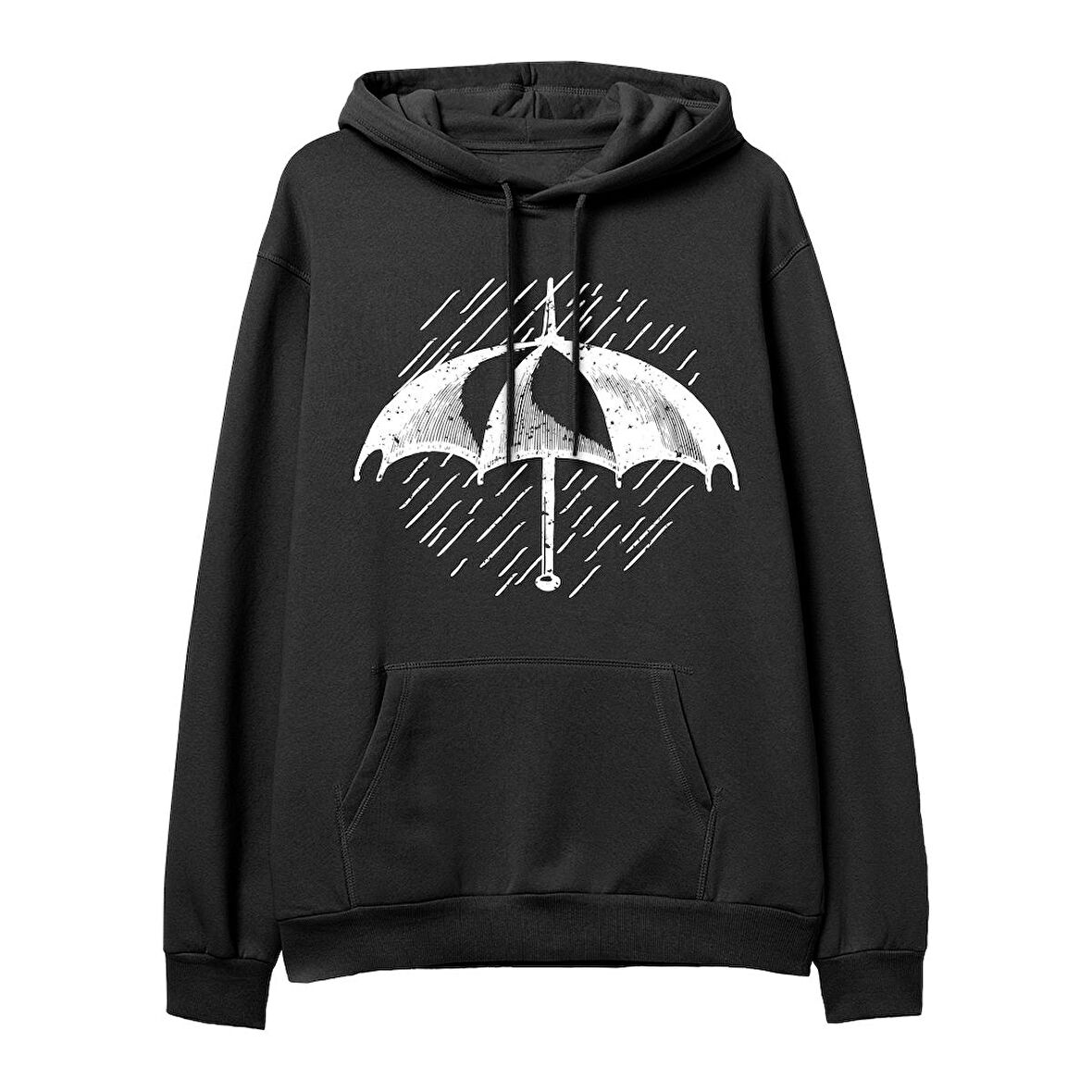 Umbrella  Baskılı Siyah Hoodie