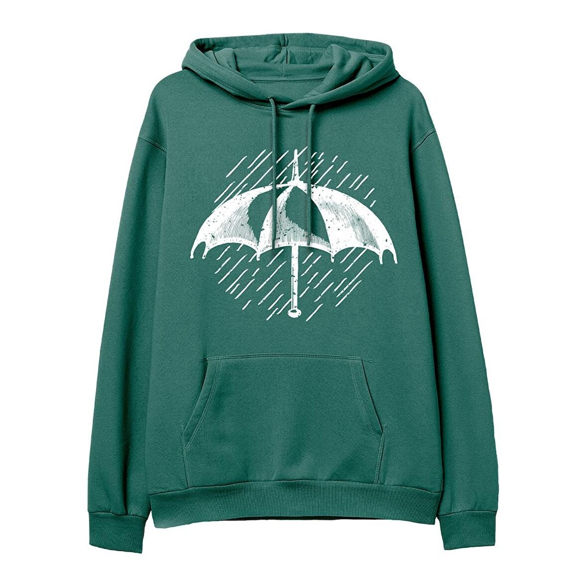 Umbrella  Baskılı Yeşil Hoodie