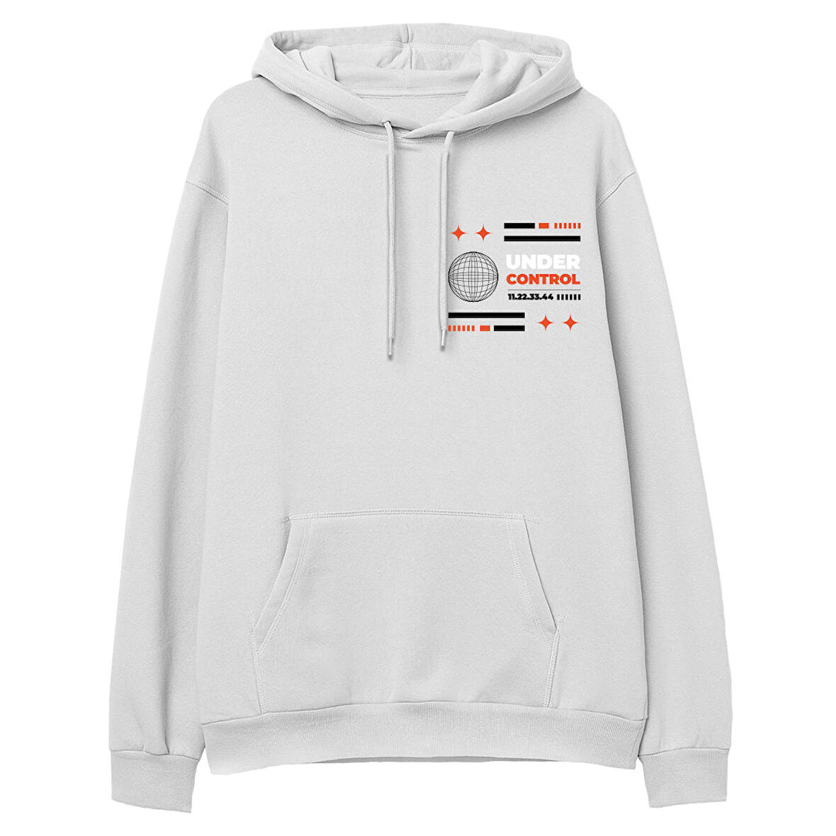 Under Control  Baskılı Beyaz Hoodie