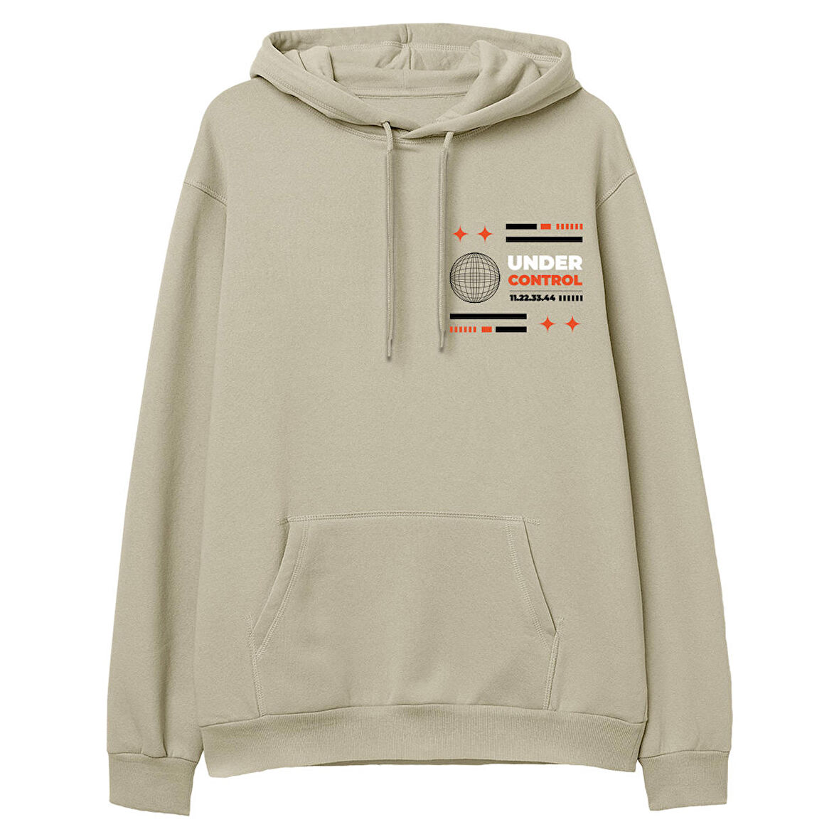 Under Control  Baskılı Krem Hoodie