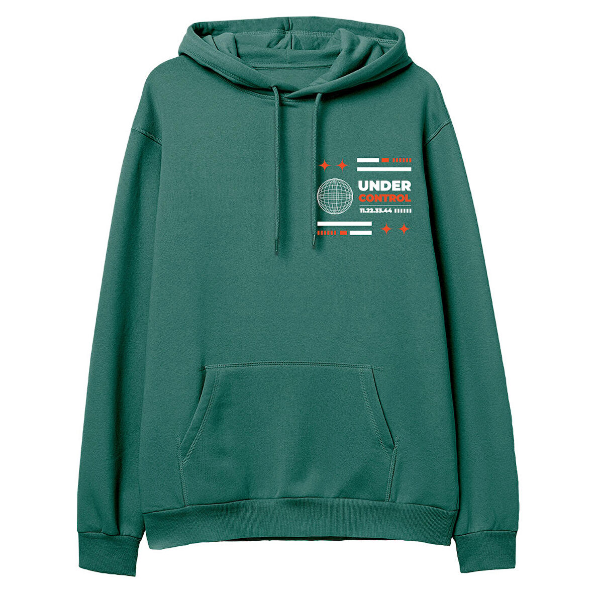 Under Control  Baskılı Yeşil Hoodie