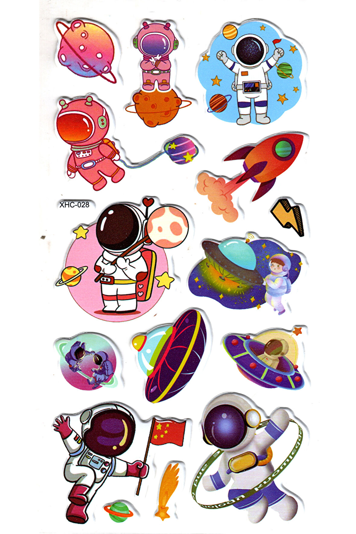 Sticker Kabartmalı Stiker Çıkartma Etiket (XHC028)-18x9 cm- Astronot Roket