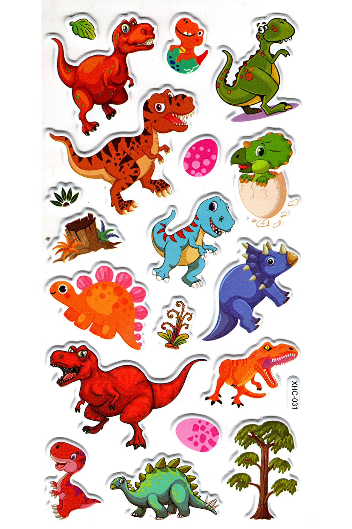 Sticker Kabartmalı Stiker Çıkartma Etiket (XHC031)-18x9 cm- Mutlu Dinozor