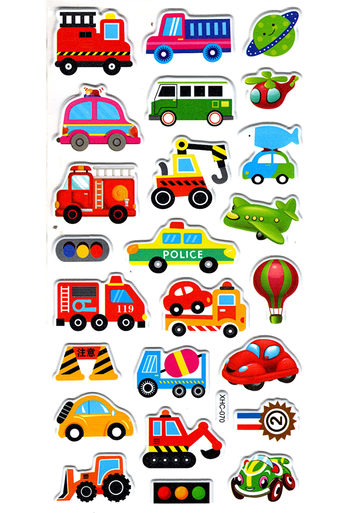 Sticker Kabartmalı Stiker Çıkartma Etiket (XHC070)-18x9 cm- Şirin Araba