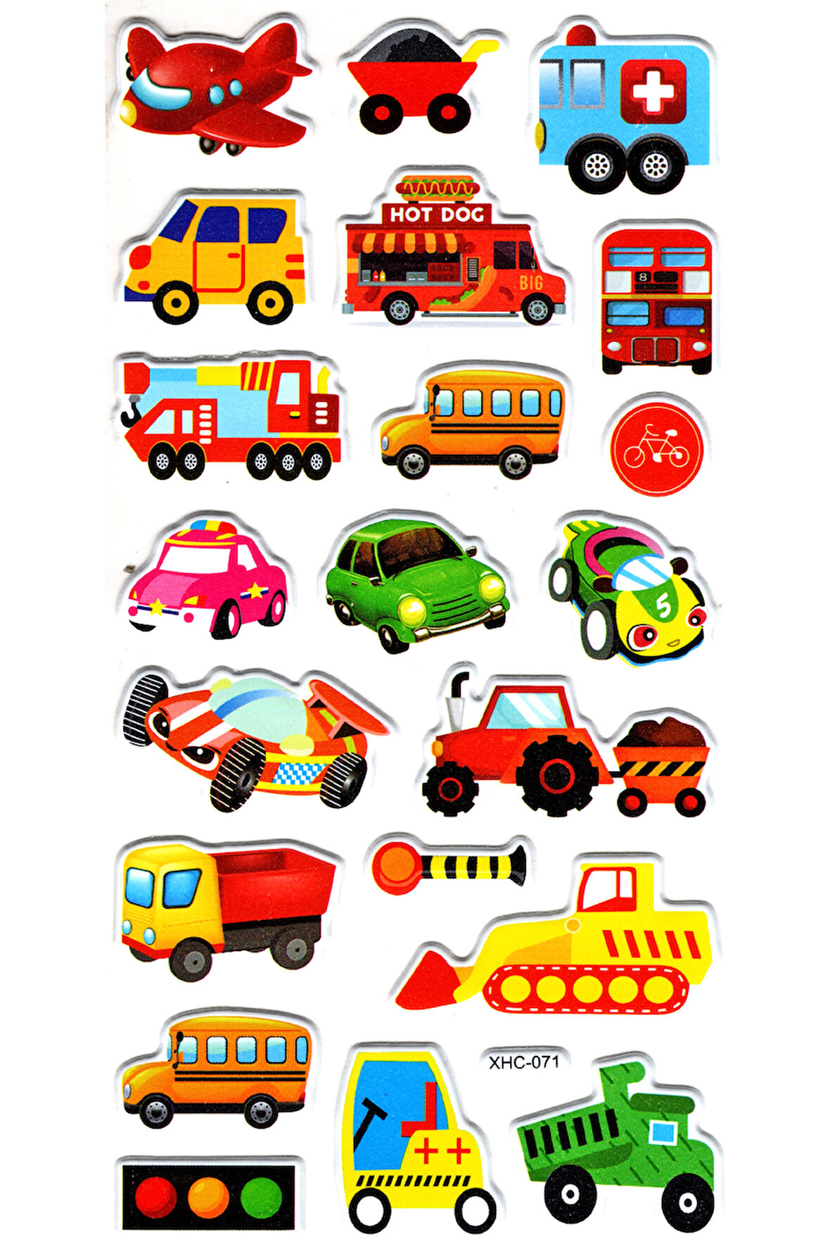 Sticker Kabartmalı Stiker Çıkartma Etiket (XHC071)-18x9 cm- Şirin Araba Uçak