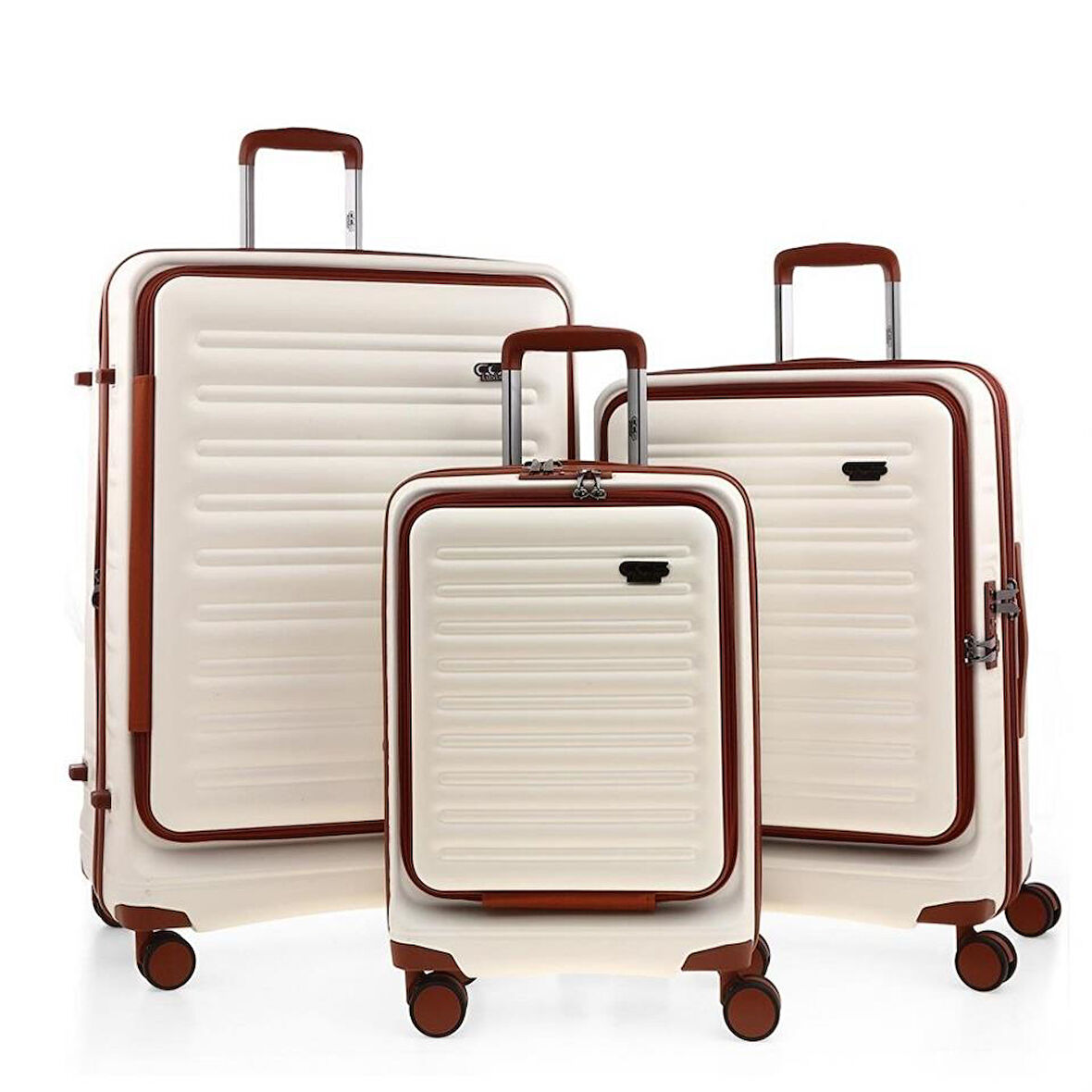 ÇÇS 5238 Lüx 3 Lü Valiz Seti Beyaz