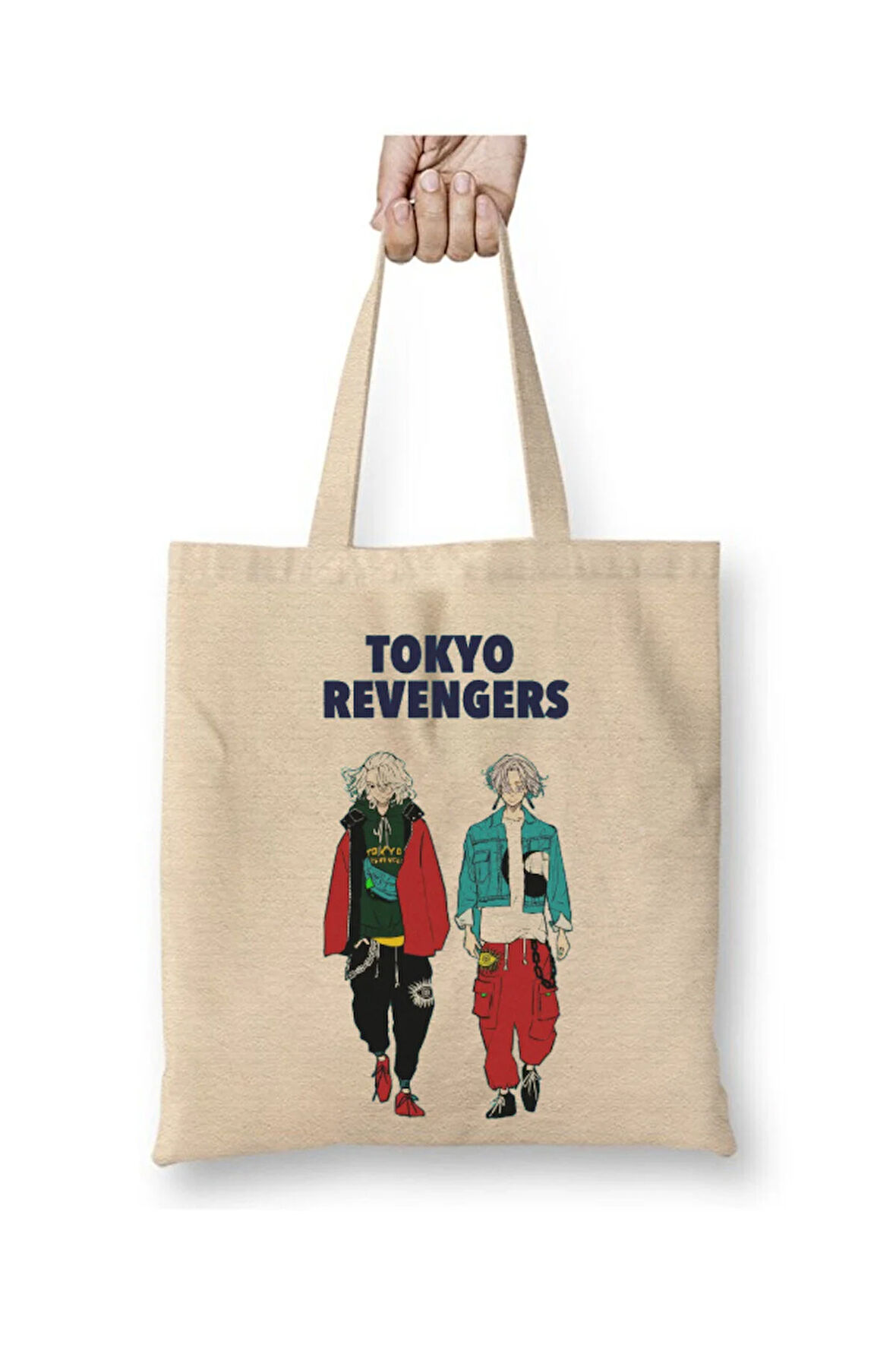 Tokyo Revengers Mikey Beyaz Bez Çanta Uzun Saplı Alışveriş Çantası Plaj Çantası