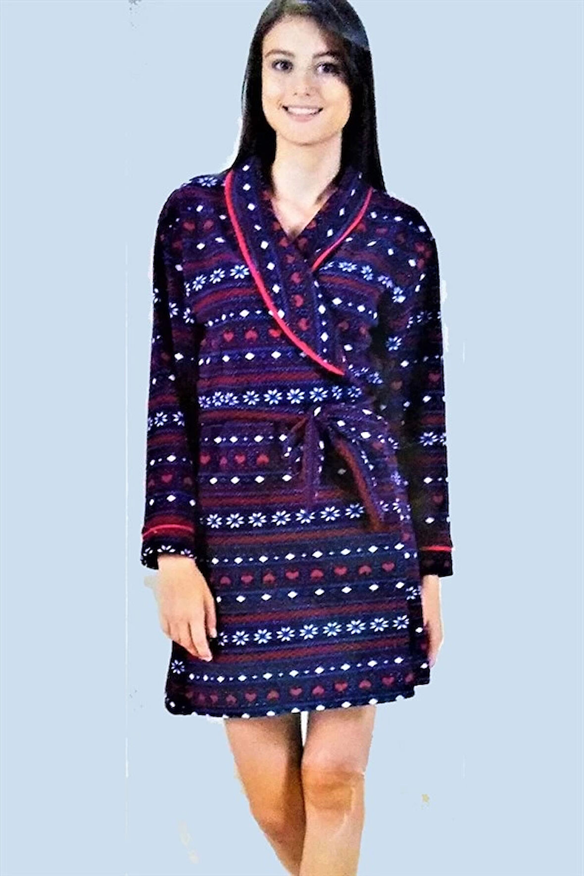 Estiva Kadın Polar Sabahlık Lacivert XL 17329