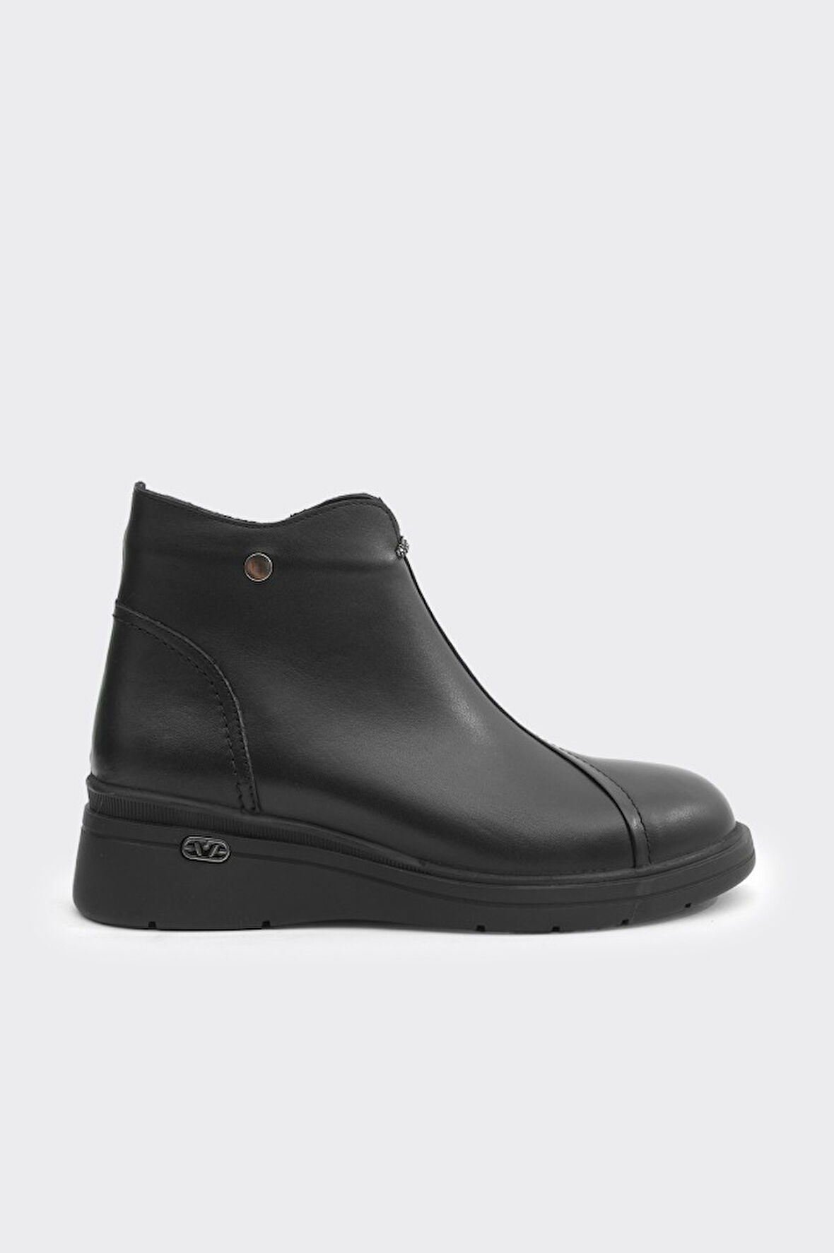 Hakiki Deri Dolgu Taban Fermuarlı Kadın Bot 