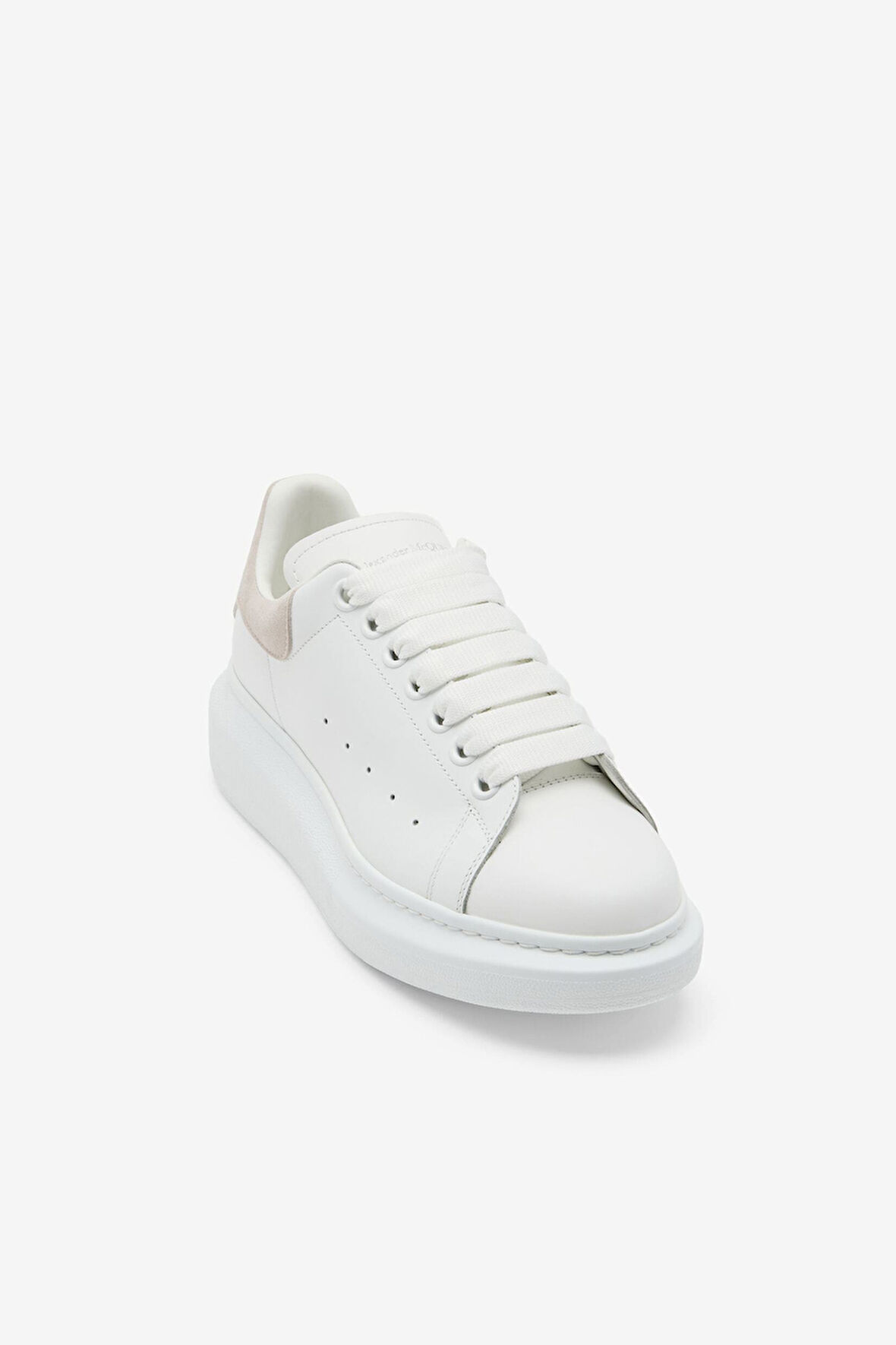 Kadın Kalın Tabanlı Deri Sneakers - Beyaz/Pudra | 40