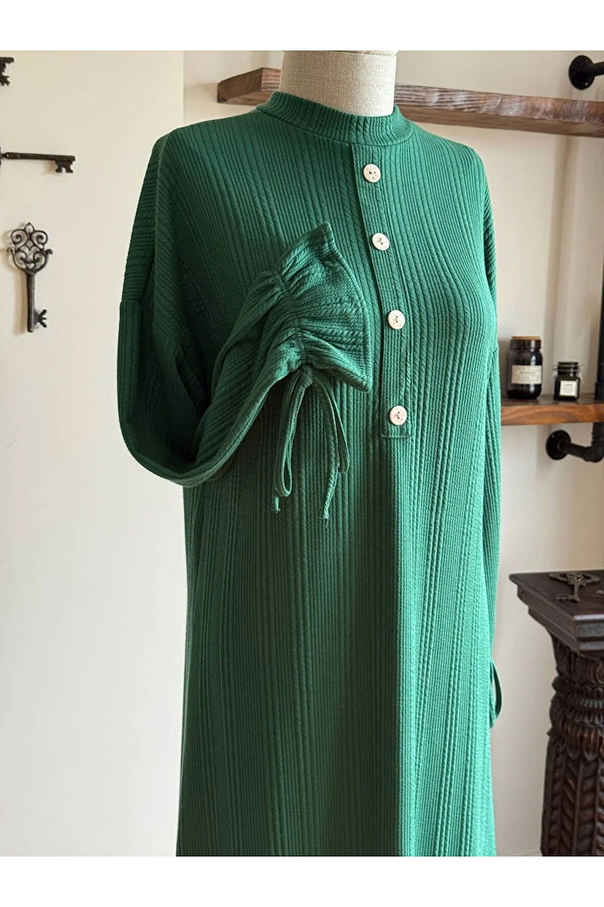 Süs Patlı Kol Bağlamalı Örme Elbise 2413 NAVRA |